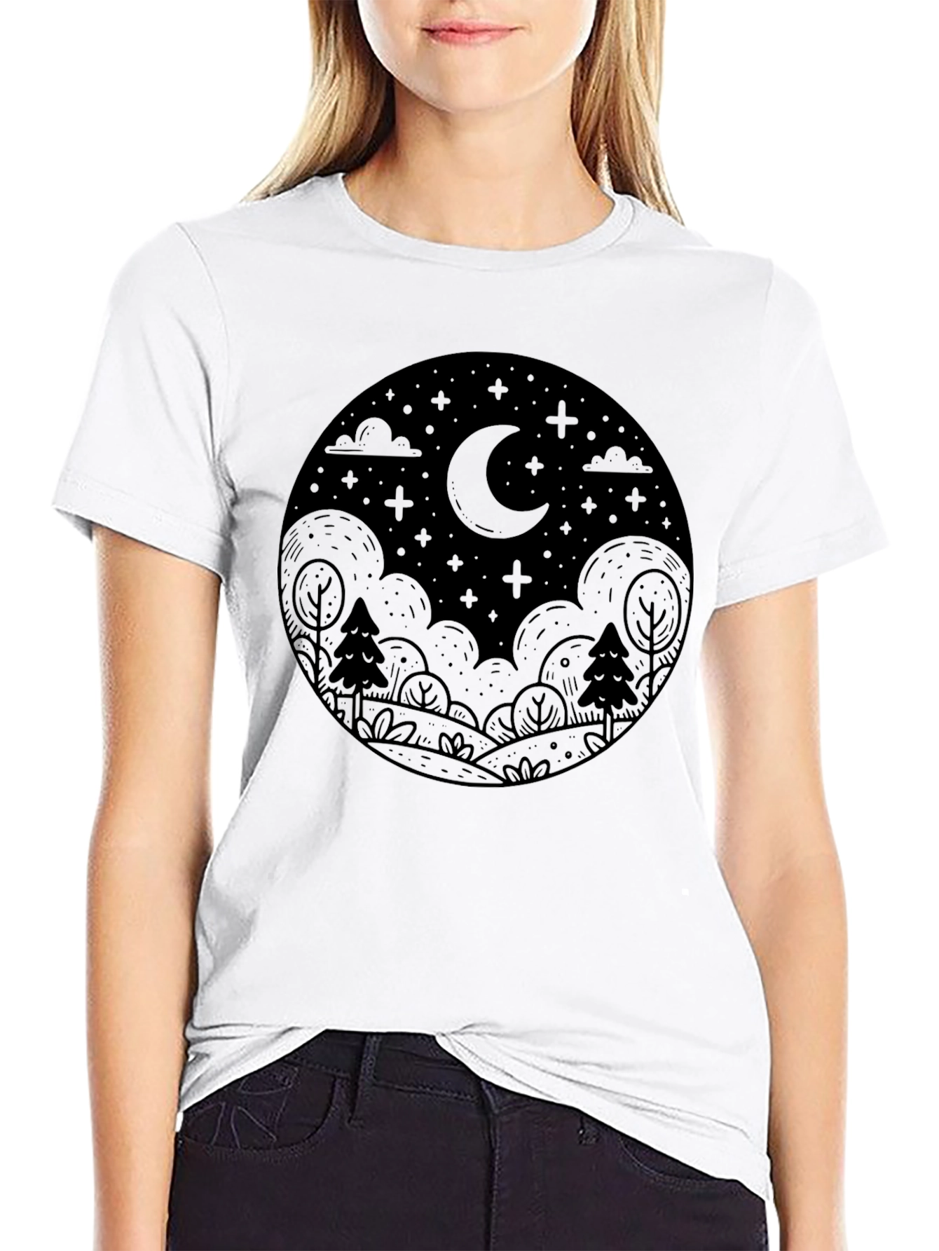 Night Sky Graphic Tee - Black
