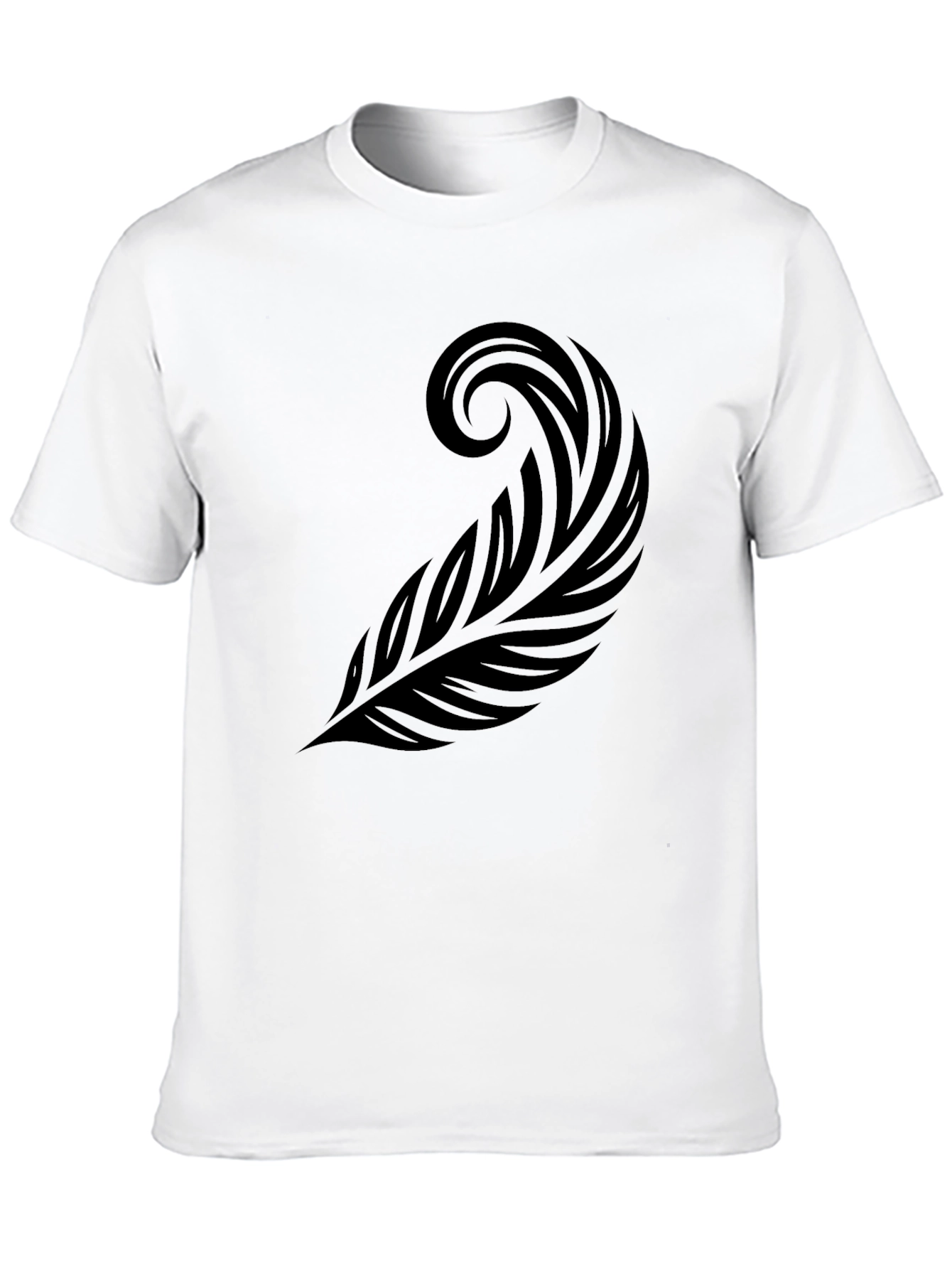 Black T-Shirt with Tribal Feather Graphic