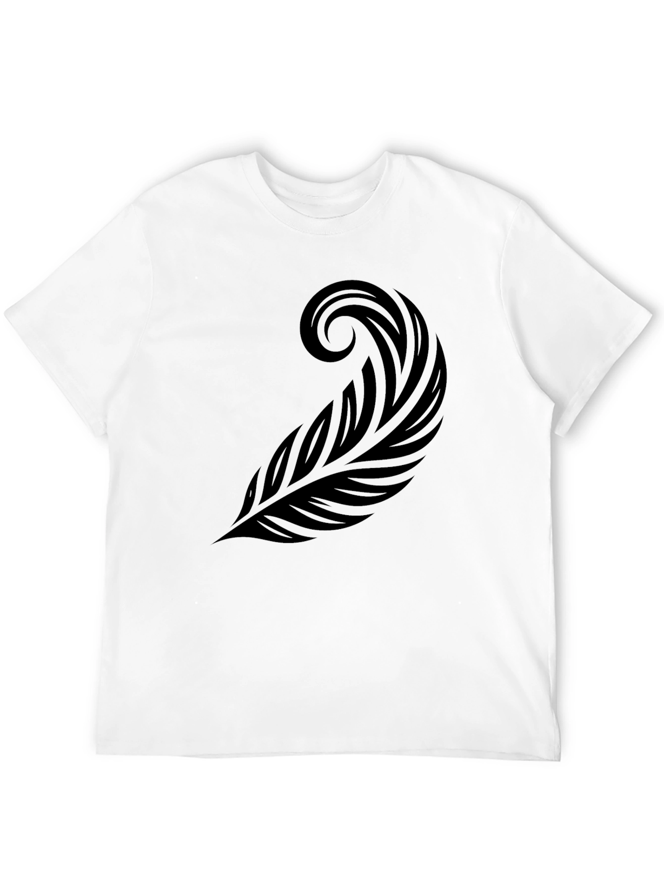 Black T-Shirt with Tribal Feather Graphic