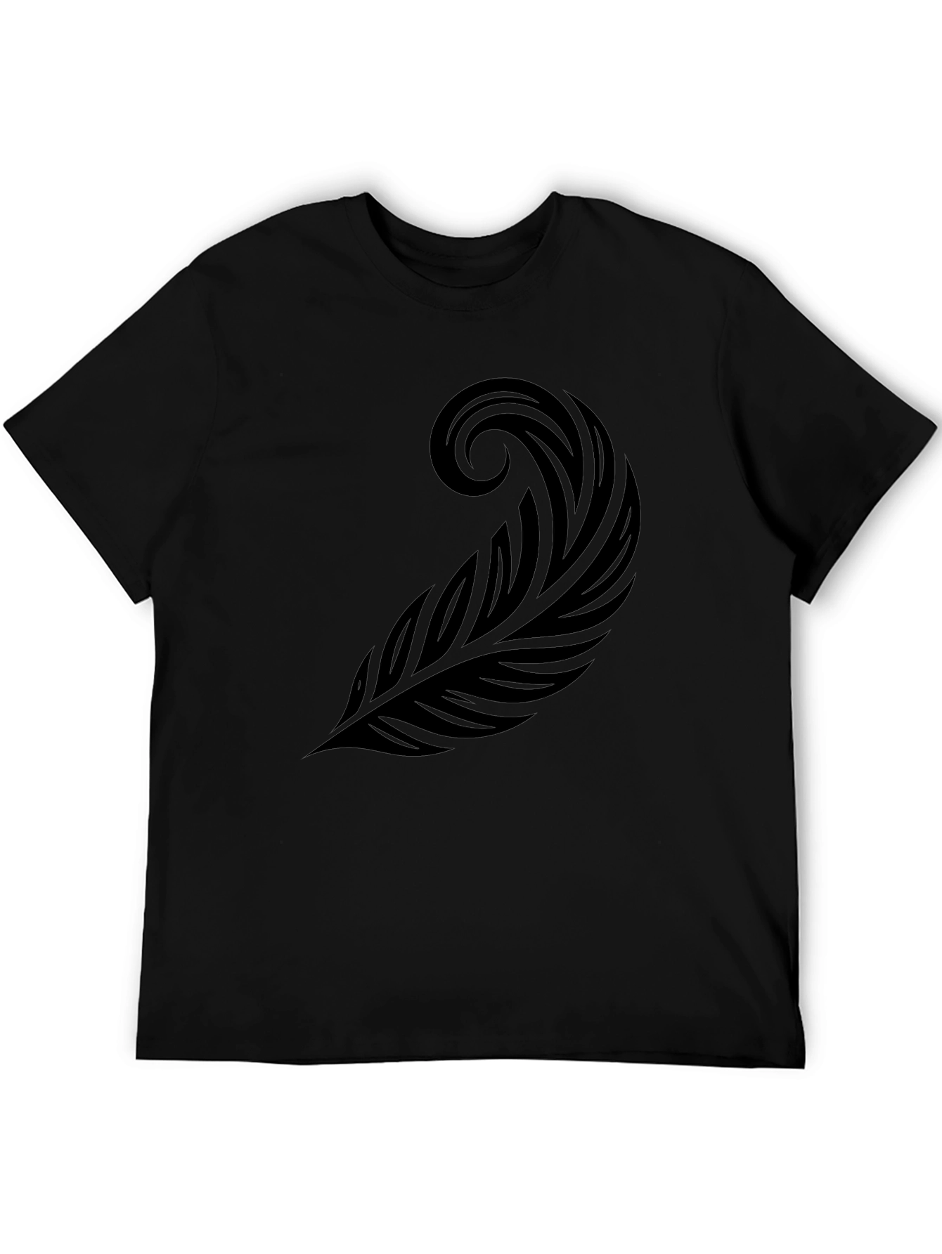 Black T-Shirt with Tribal Feather Graphic