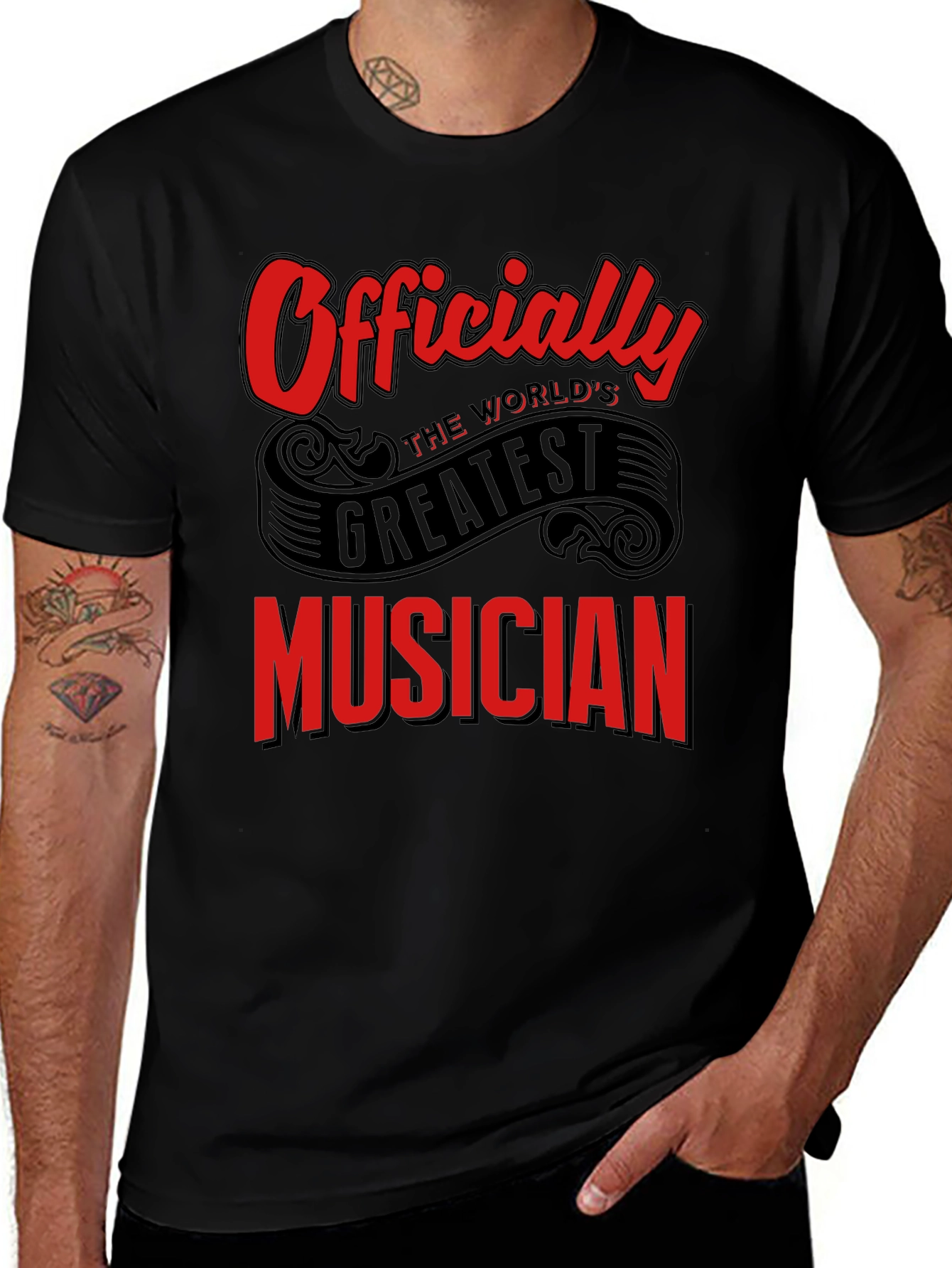 Officially Worlds Greatest Musician Black T-Shirt