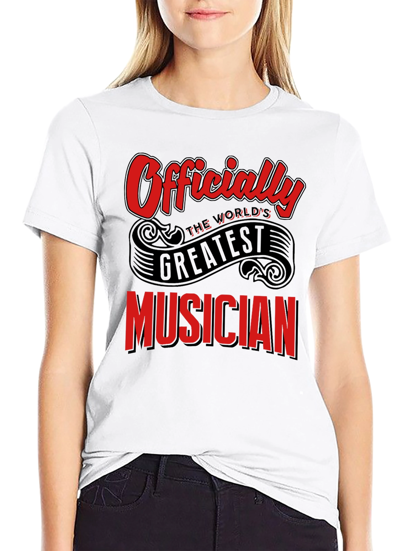 Officially Worlds Greatest Musician Black T-Shirt