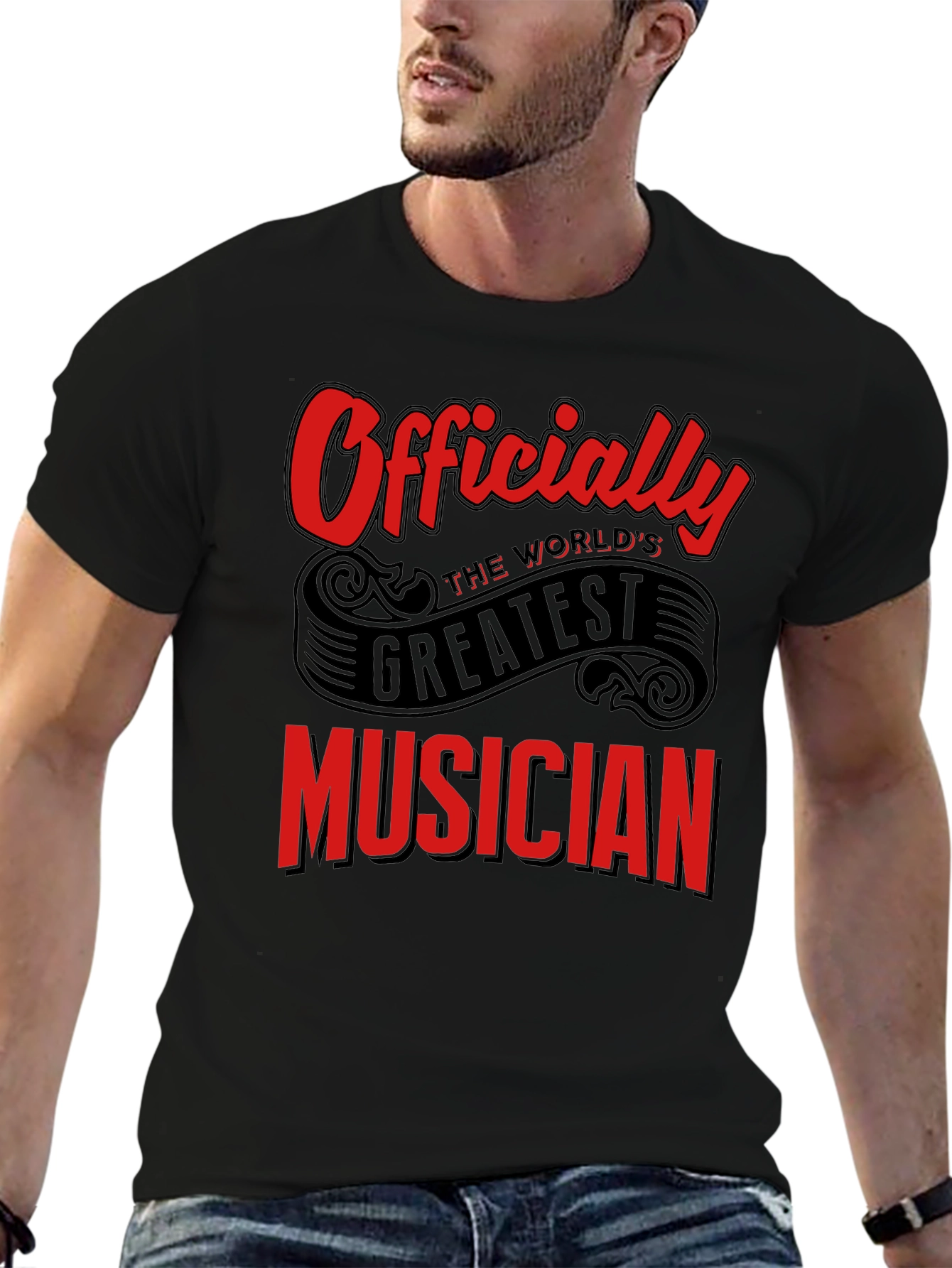 Officially Worlds Greatest Musician Black T-Shirt