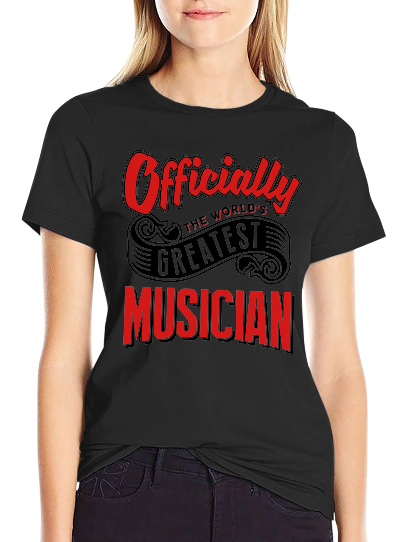 Officially Worlds Greatest Musician Black T-Shirt