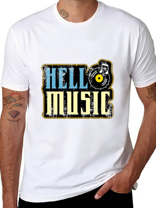 Hello Music Black T-Shirt - Vintage Style Graphic Tee
