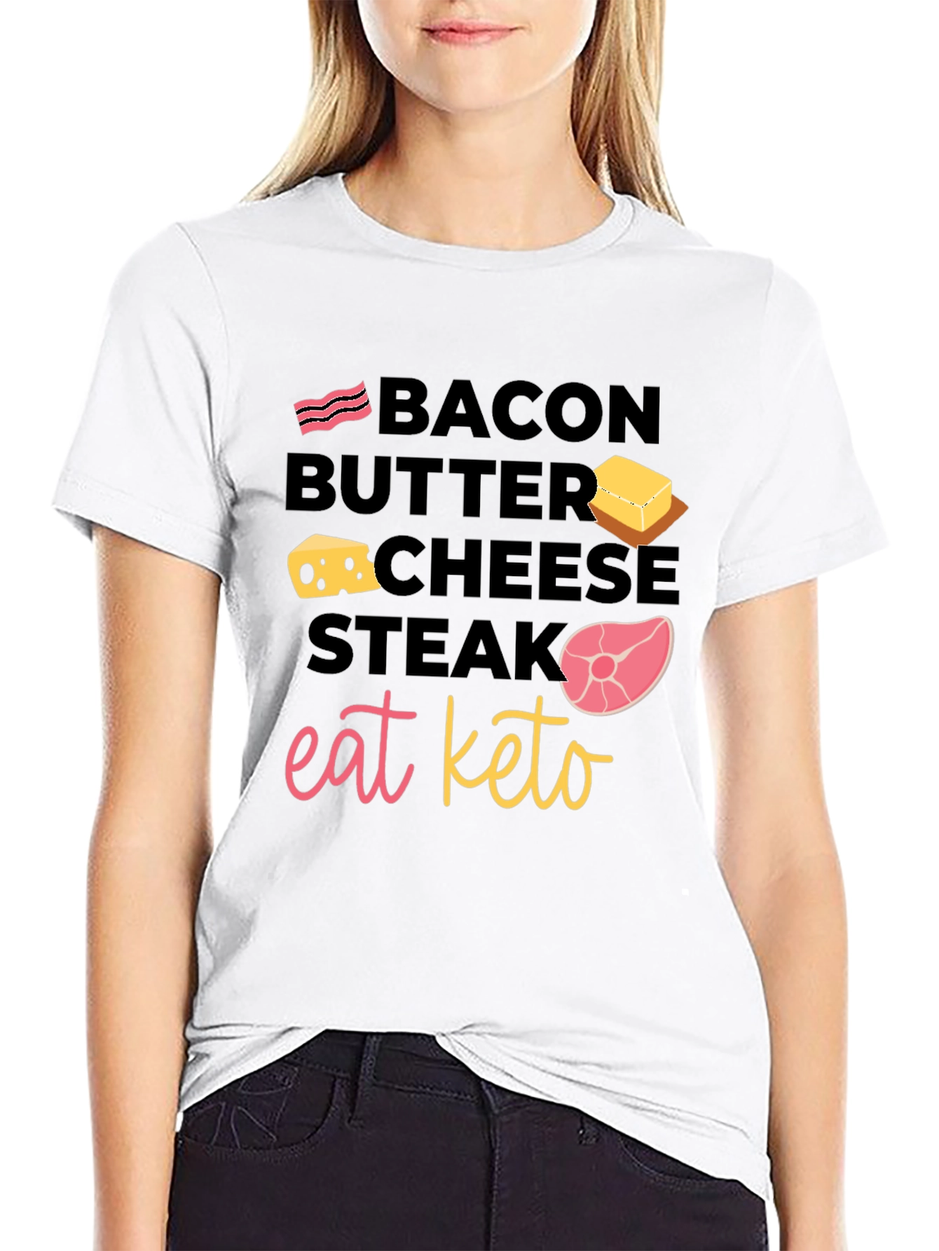 Eat Keto Food T-Shirt - Bacon Butter Cheese Steak
