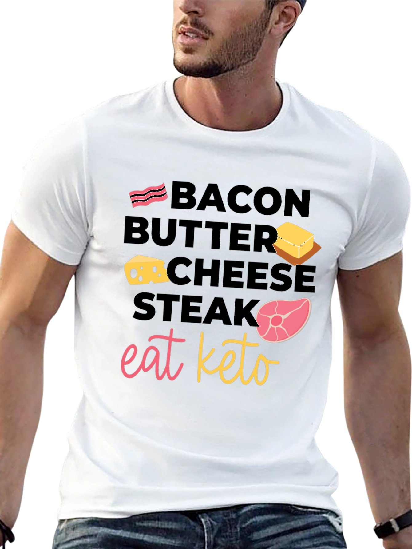 Eat Keto Food T-Shirt - Bacon Butter Cheese Steak