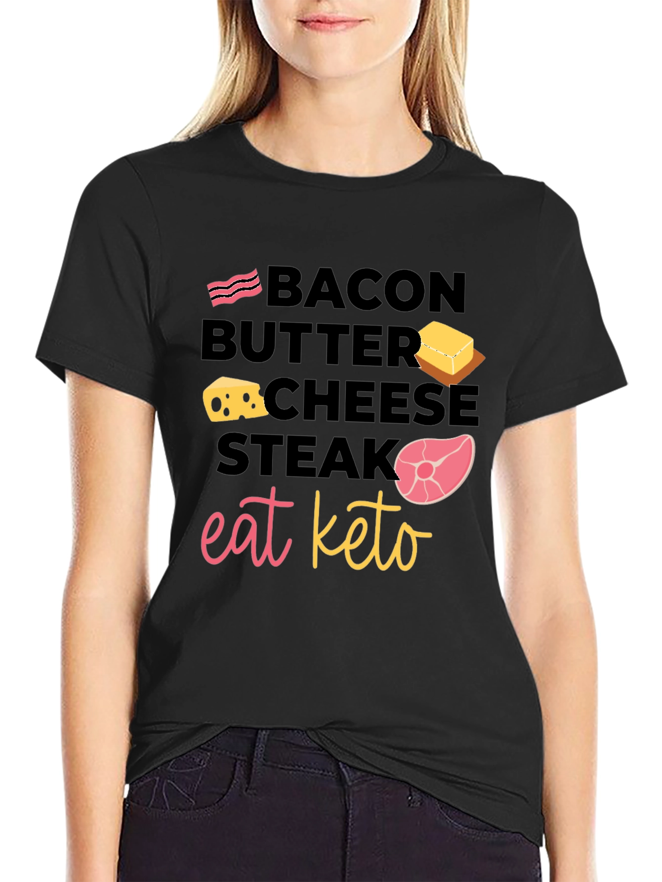 Eat Keto Food T-Shirt - Bacon Butter Cheese Steak