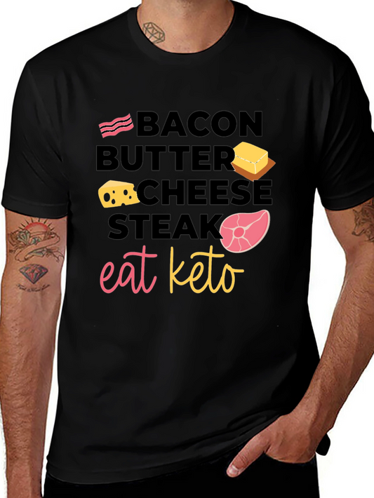 Eat Keto Food T-Shirt - Bacon Butter Cheese Steak