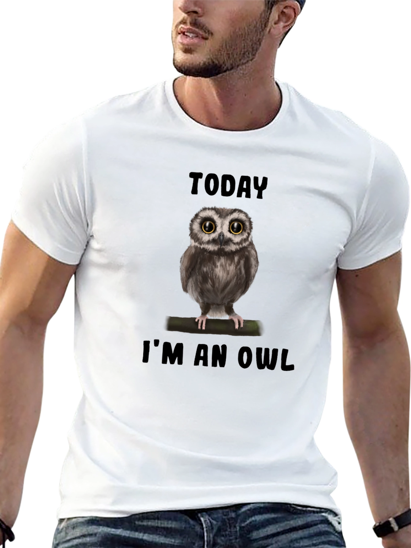 Today Im an Owl T-Shirt - Black Cotton Tee