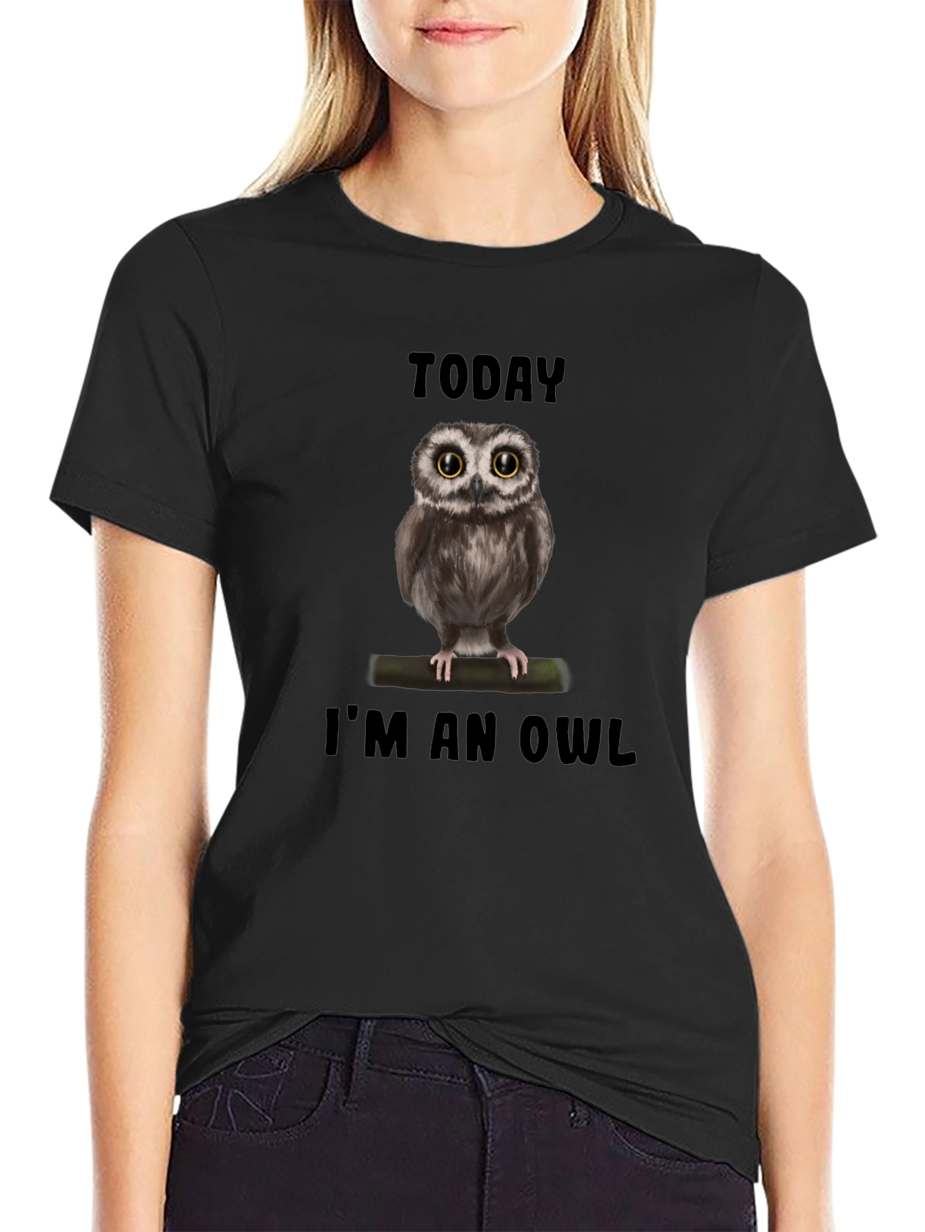 Today Im an Owl T-Shirt - Black Cotton Tee