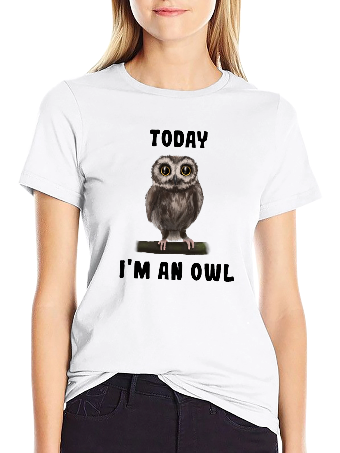 Today Im an Owl T-Shirt - Black Cotton Tee
