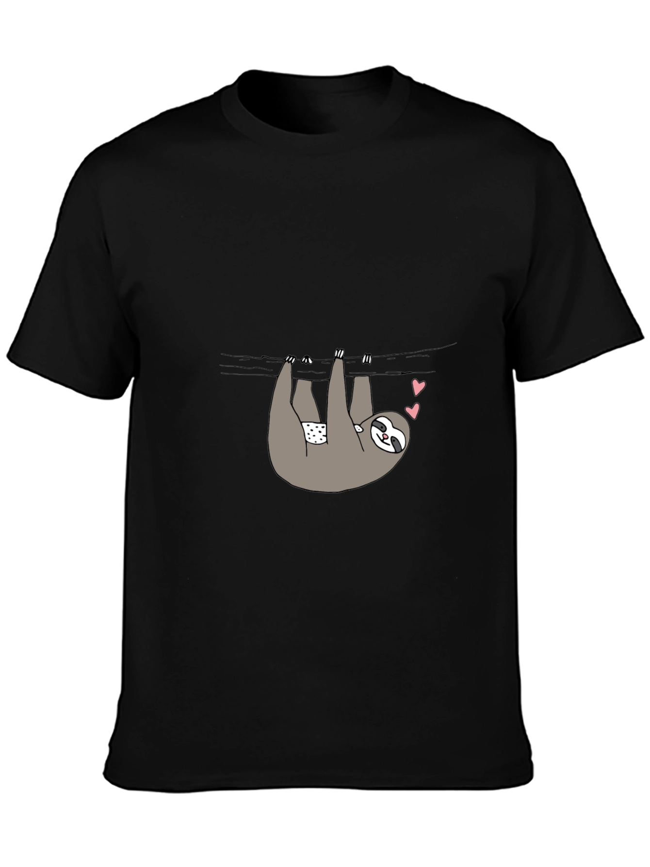 Sloth Heart Graphic T-Shirt - Black