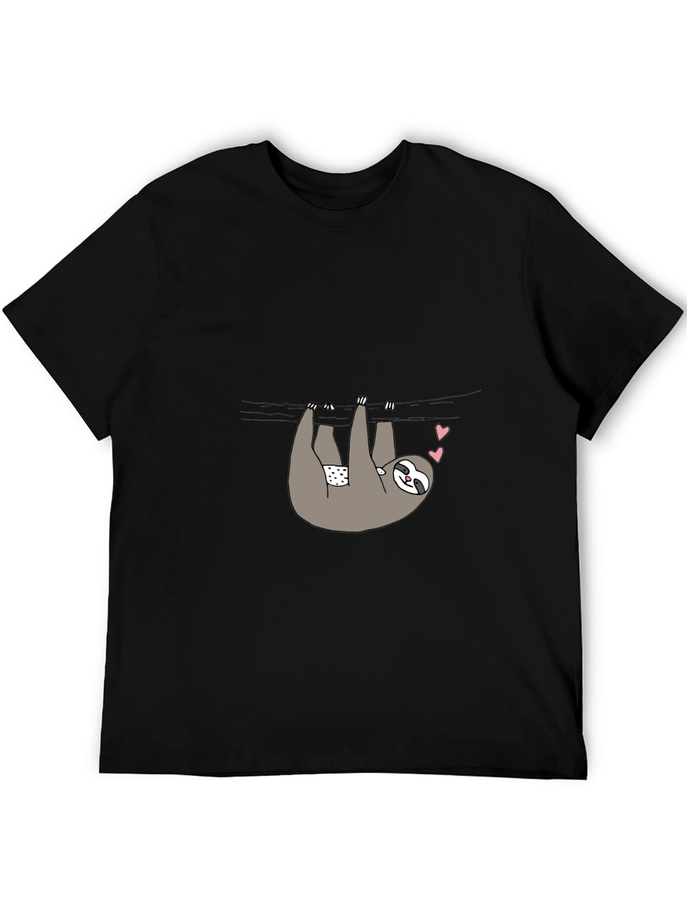 Sloth Heart Graphic T-Shirt - Black