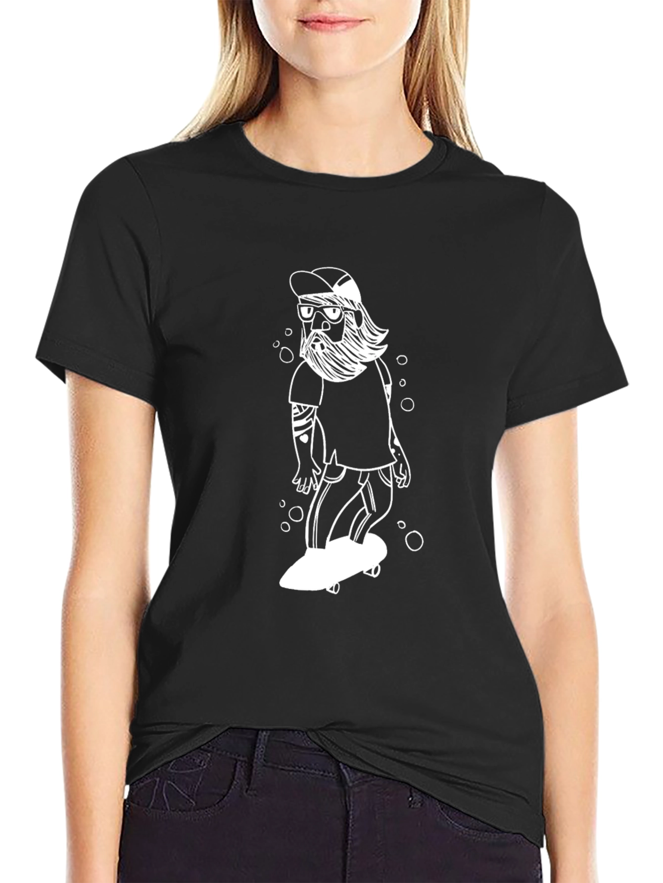 Cool Skater Graphic Tee - Black Cotton Shirt