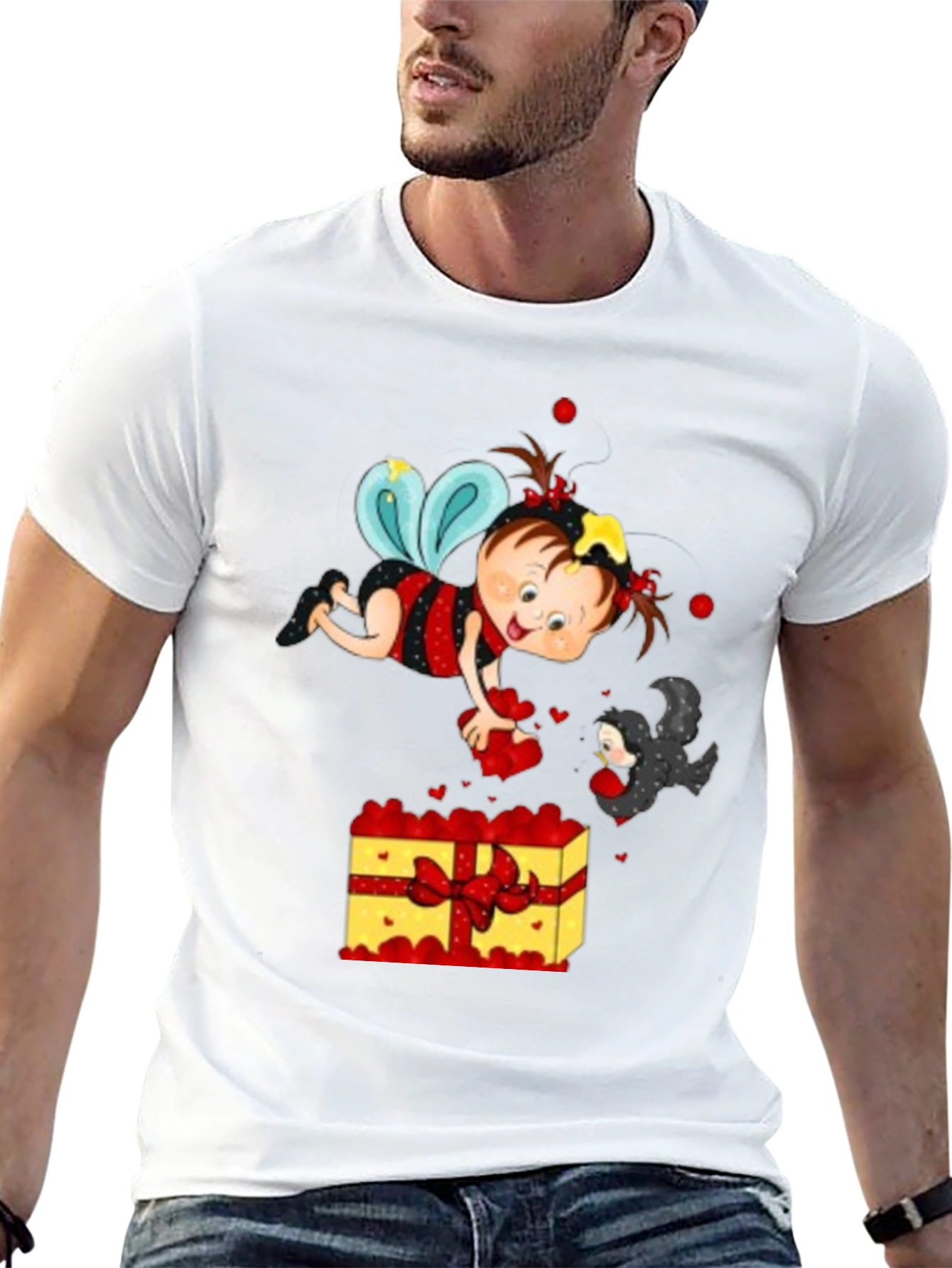 Cute Cartoon Graphic Print Black T-Shirt