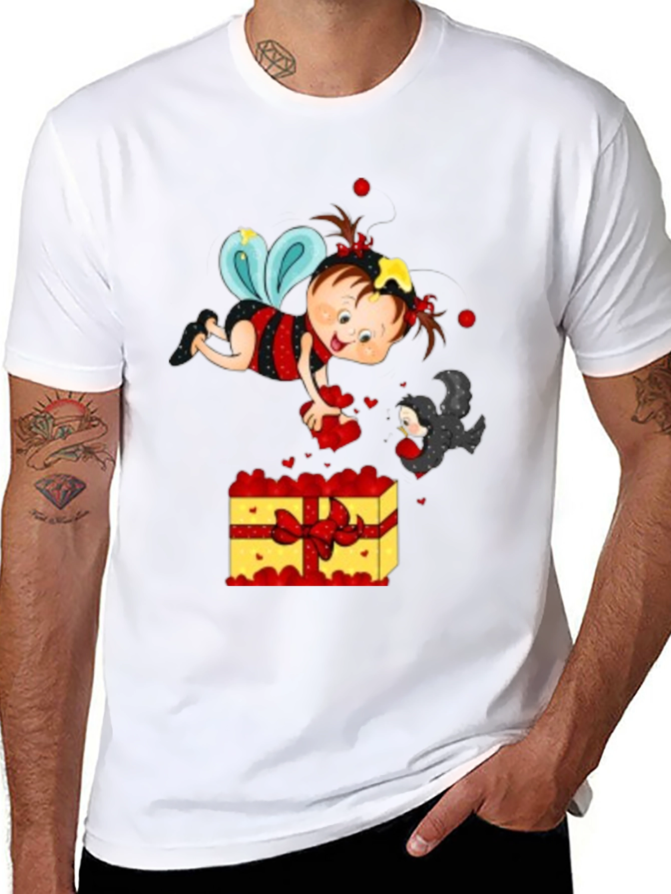 Cute Cartoon Graphic Print Black T-Shirt