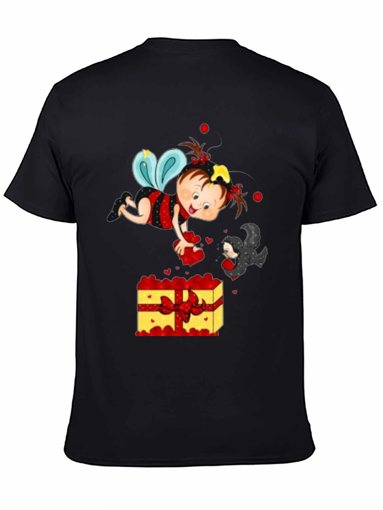 Cute Cartoon Graphic Print Black T-Shirt