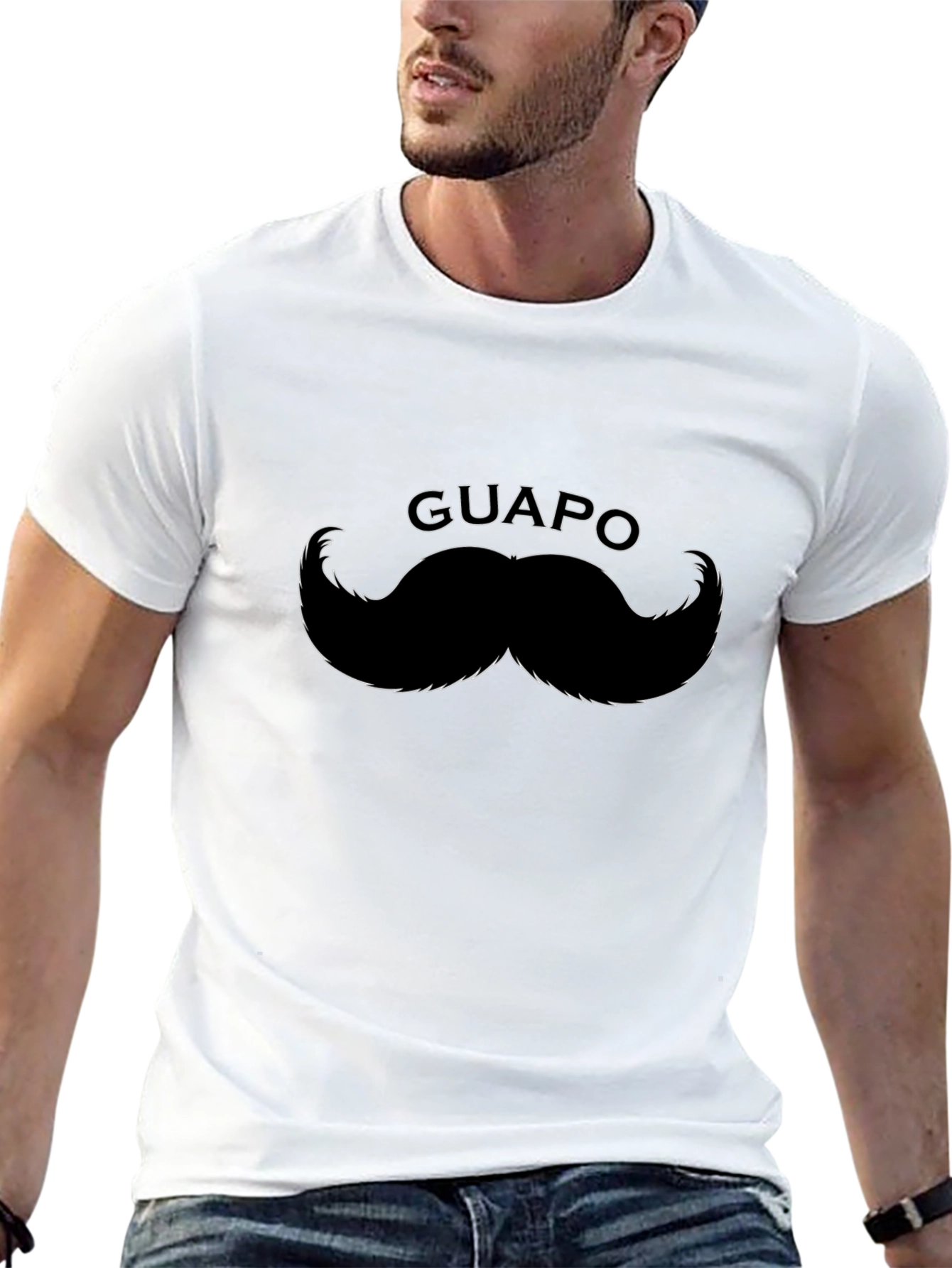 Guapo Mustache Black Graphic Tee