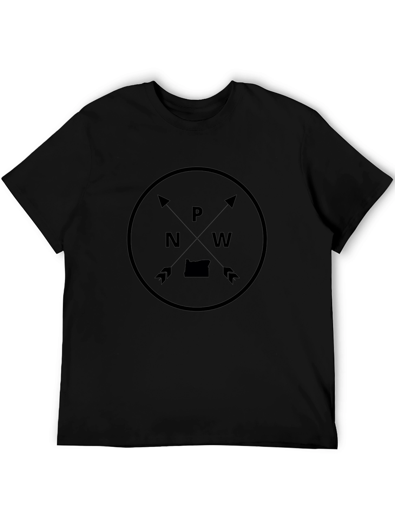 PNW Compass Graphic Tee - Black Crew Neck Shirt