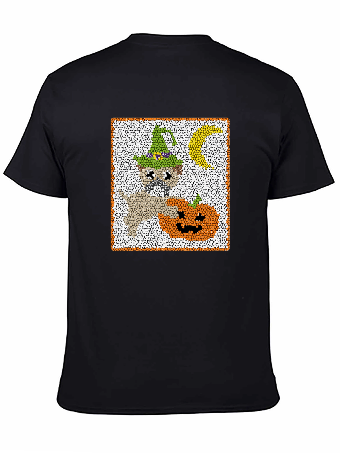 Halloween Pug T-Shirt - Pumpkin and Moon Graphic Tee