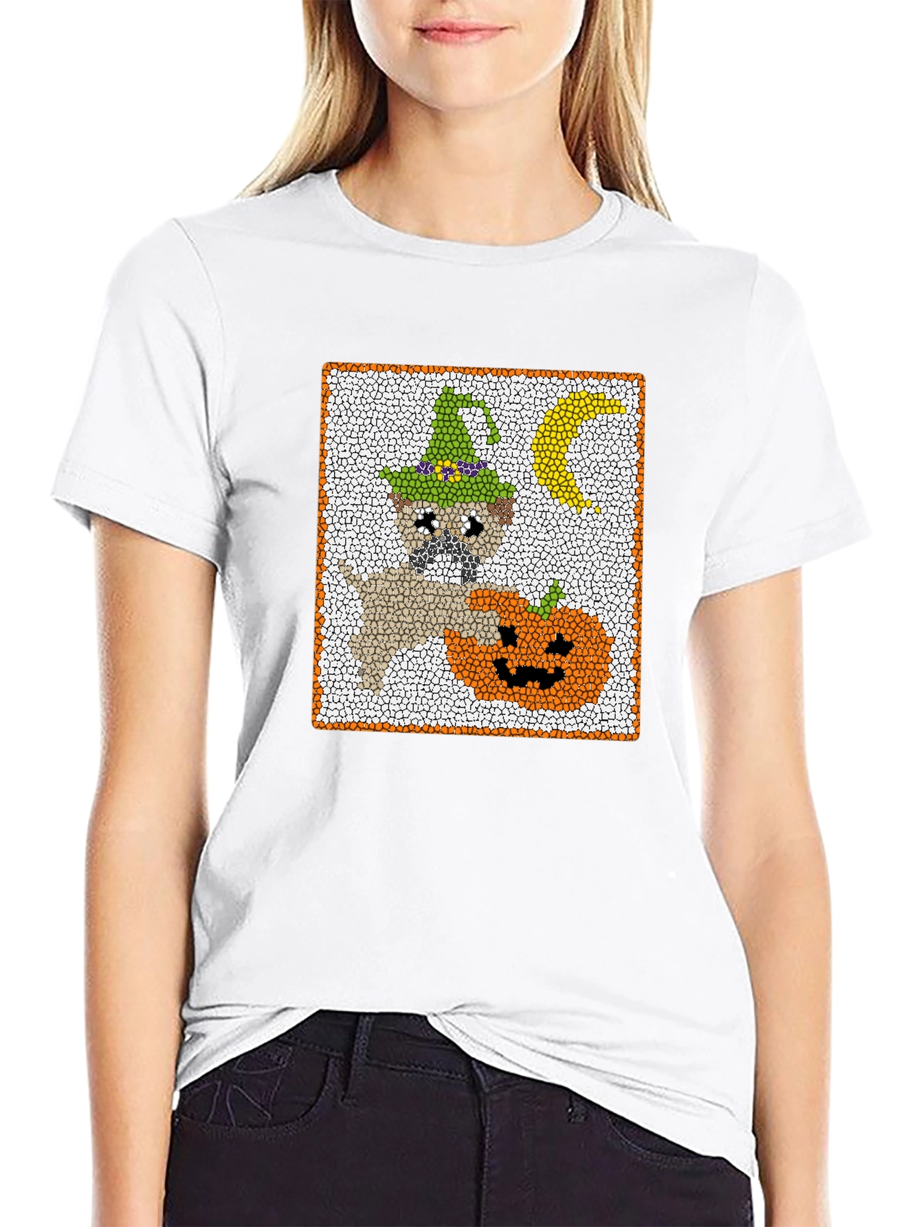 Halloween Pug T-Shirt - Pumpkin and Moon Graphic Tee
