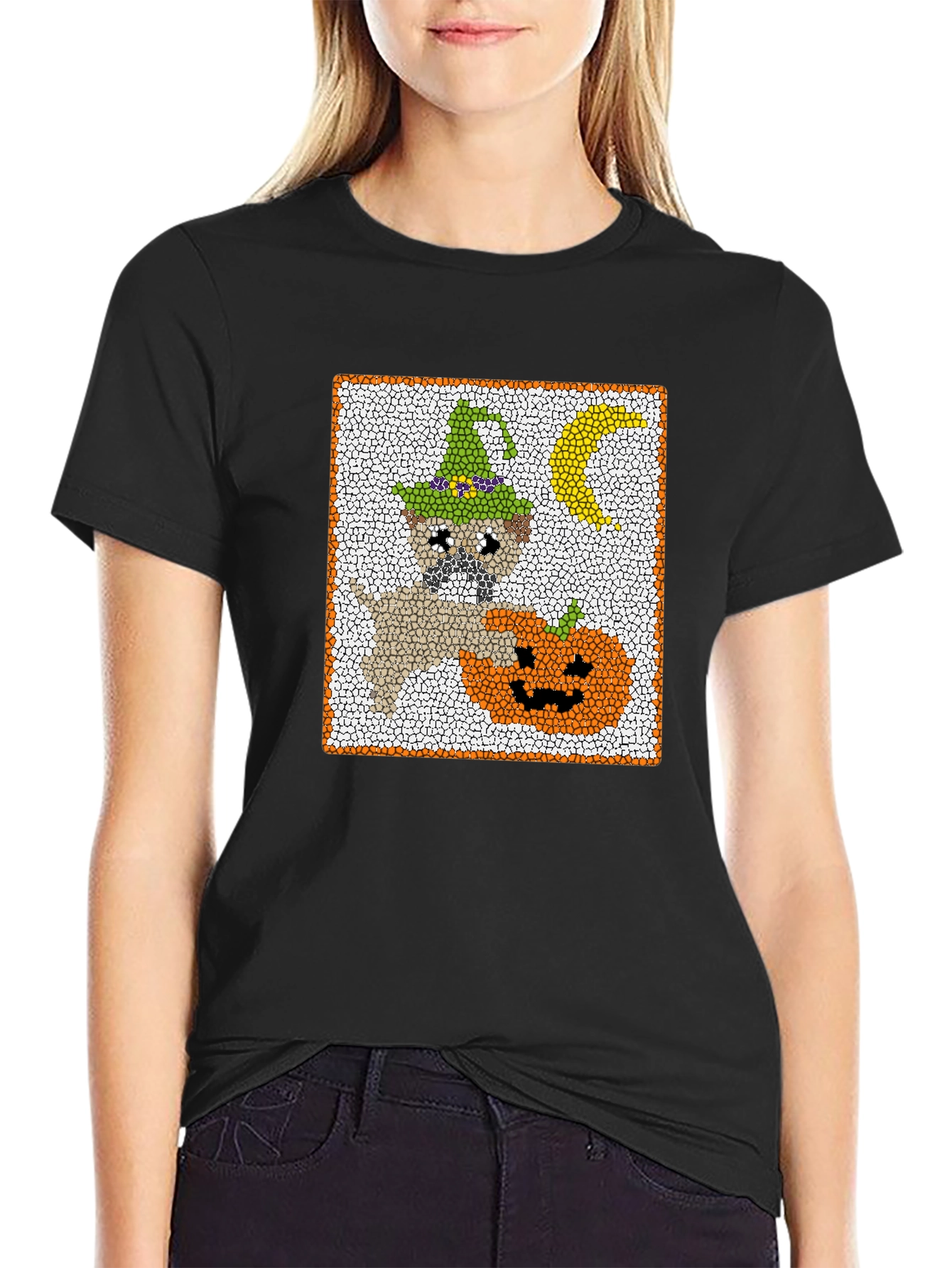 Halloween Pug T-Shirt - Pumpkin and Moon Graphic Tee