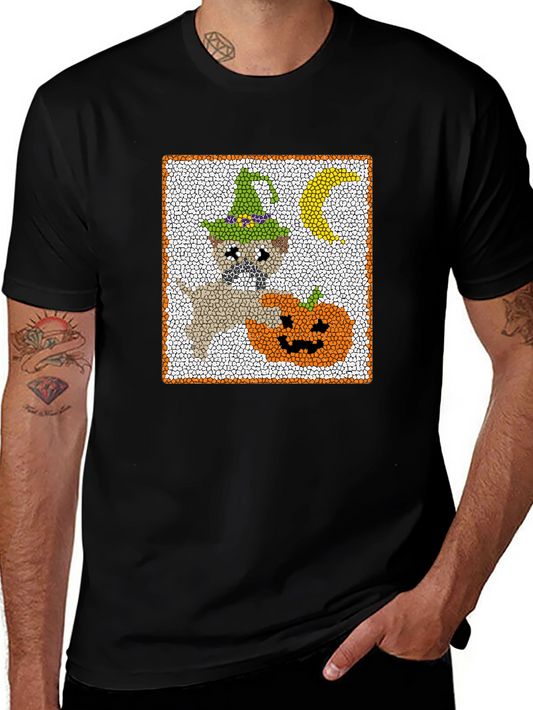 Halloween Pug T-Shirt - Pumpkin and Moon Graphic Tee