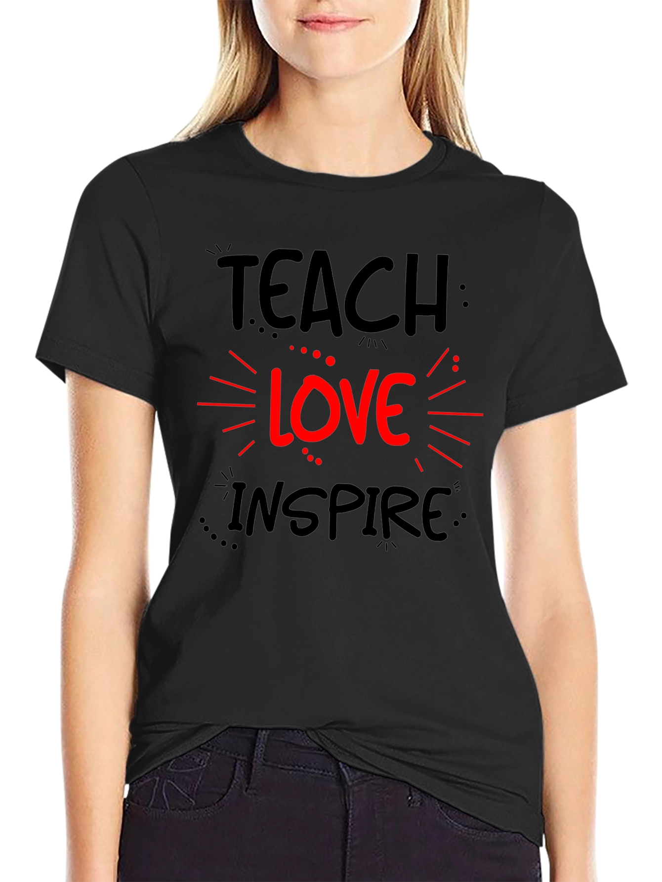 Teach Love Inspire Graphic Tee - Black Cotton T-Shirt