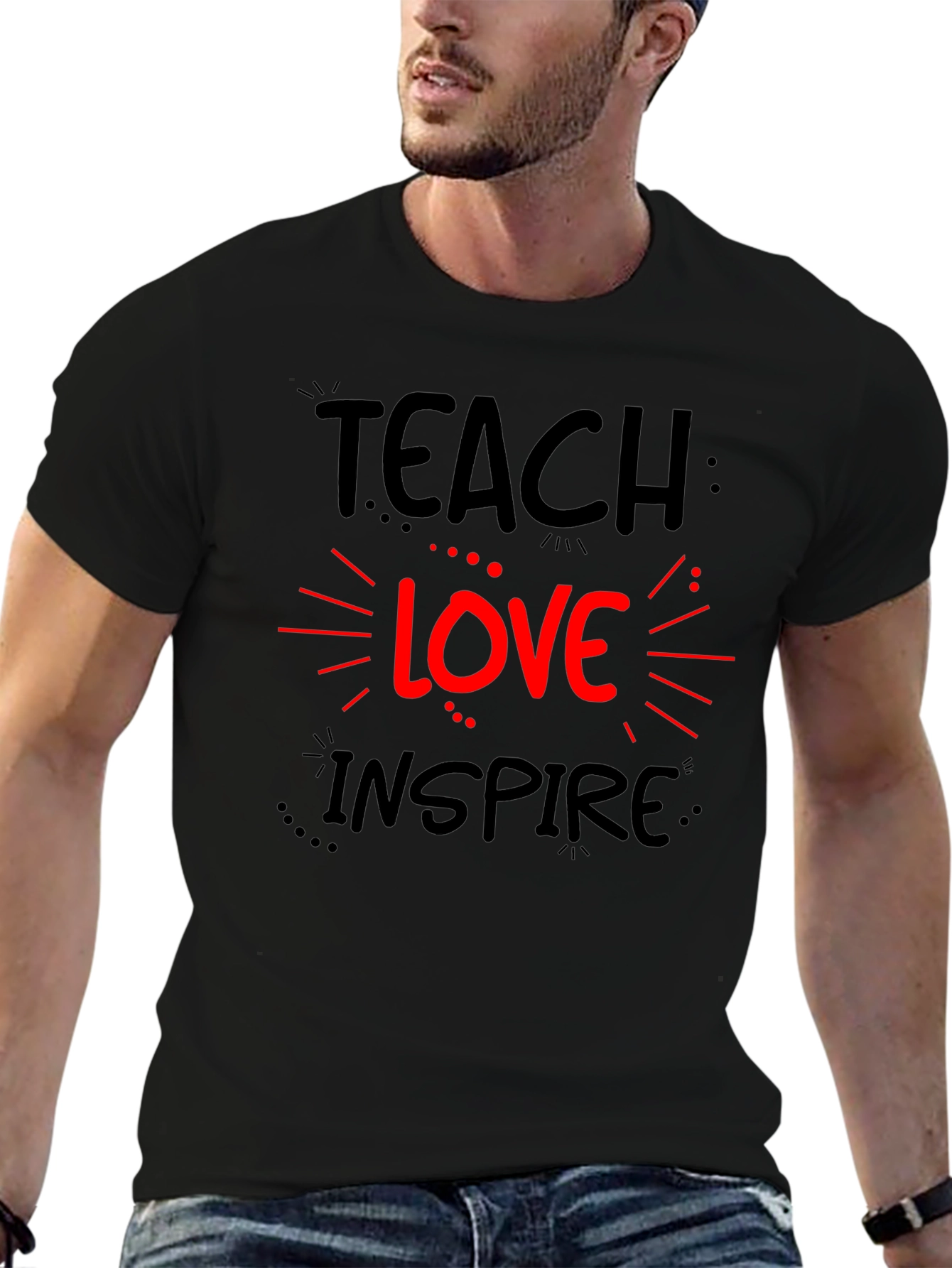 Teach Love Inspire Graphic Tee - Black Cotton T-Shirt