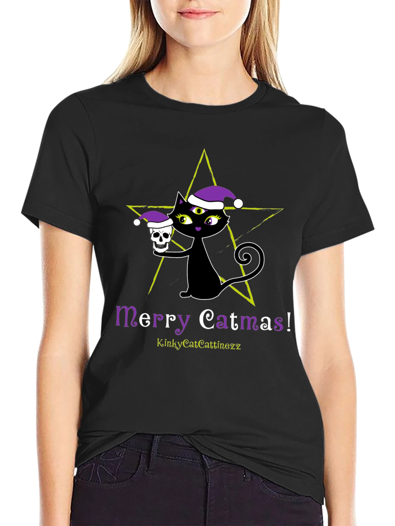 Merry Catmas T-Shirt - Gothic Holiday Style