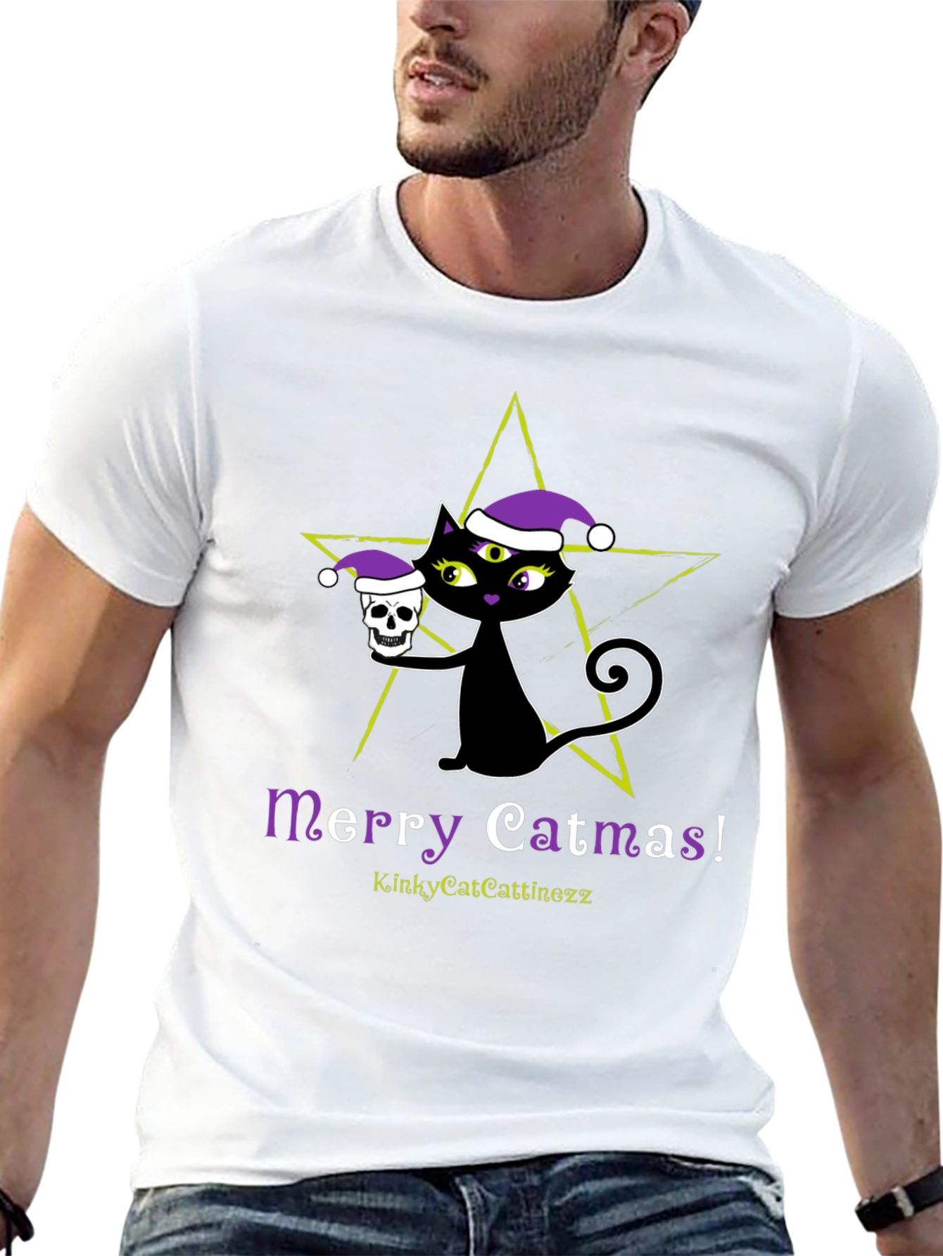 Merry Catmas T-Shirt - Gothic Holiday Style