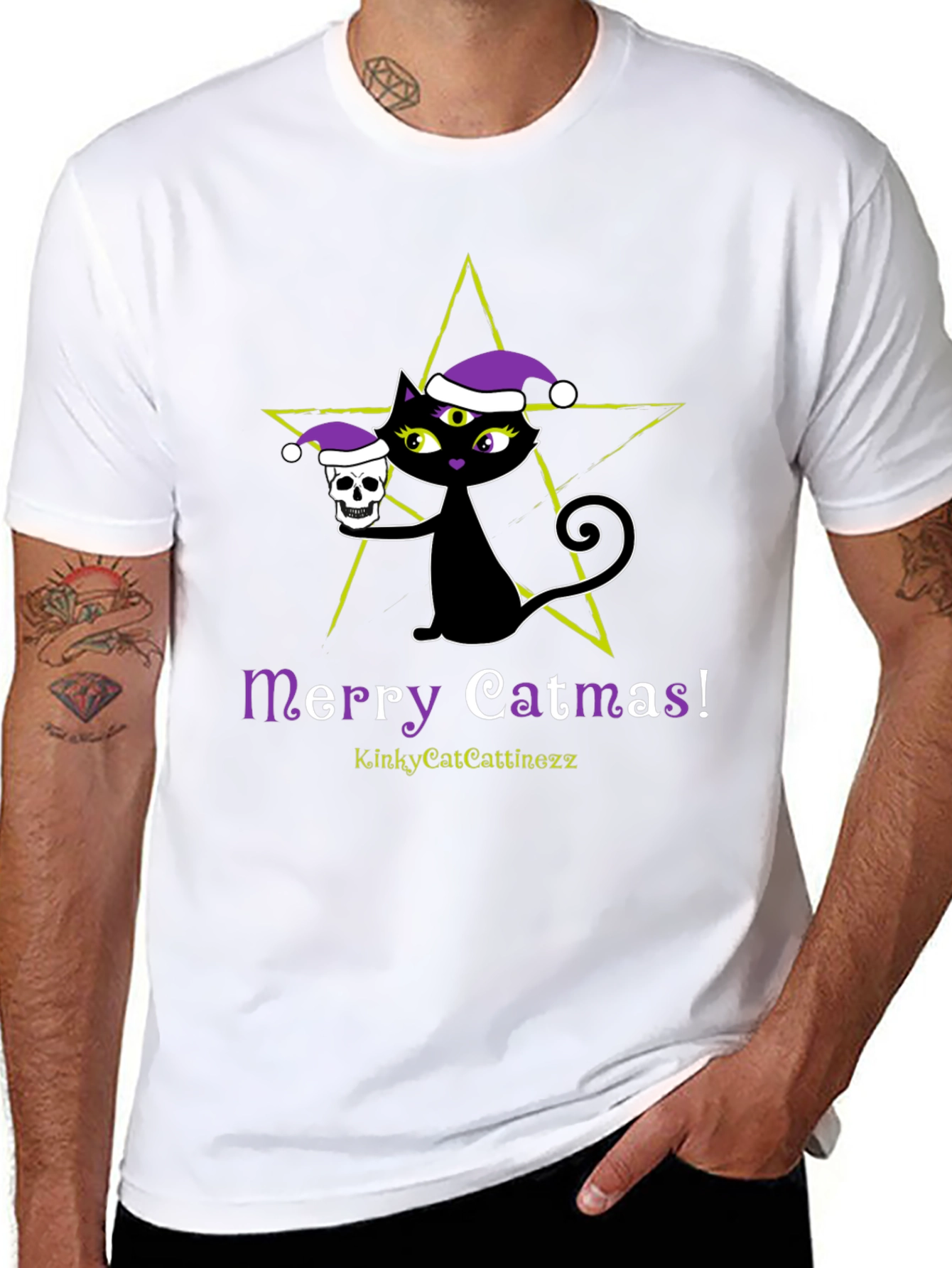 Merry Catmas T-Shirt - Gothic Holiday Style