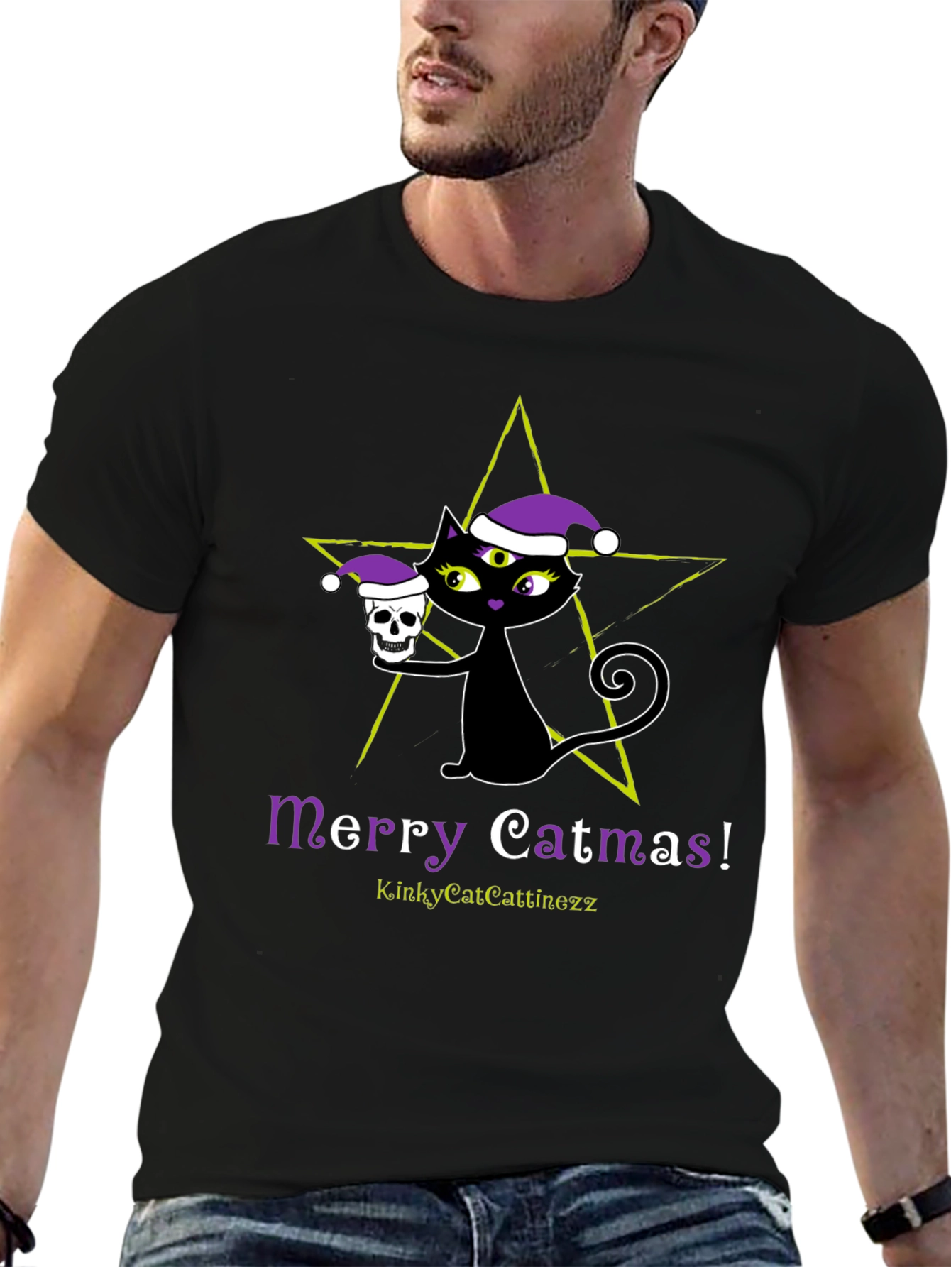 Merry Catmas T-Shirt - Gothic Holiday Style