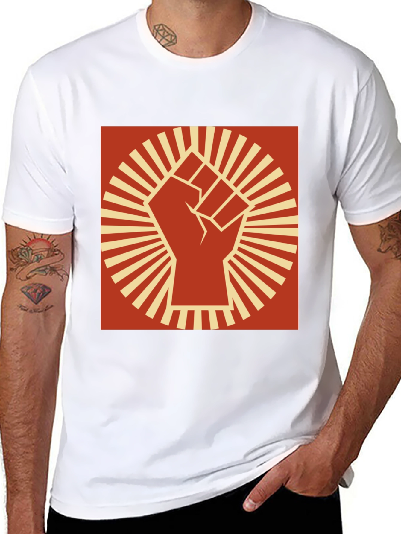Fist Symbol Graphic Tee - Black Crew Neck