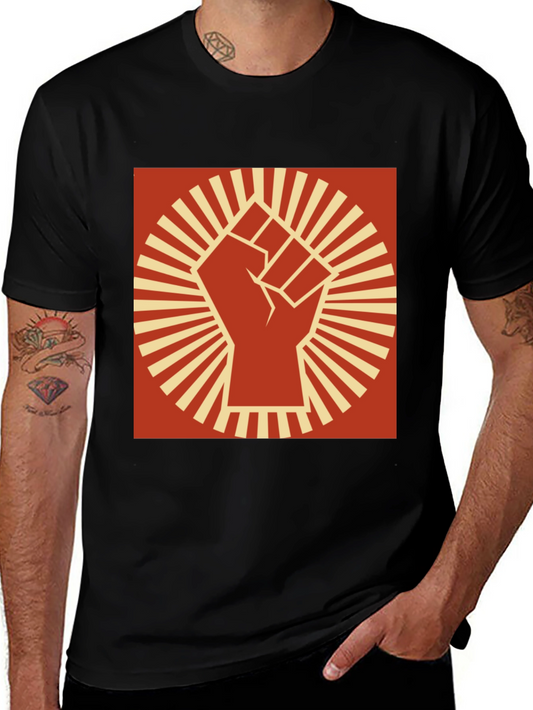 Fist Symbol Graphic Tee - Black Crew Neck