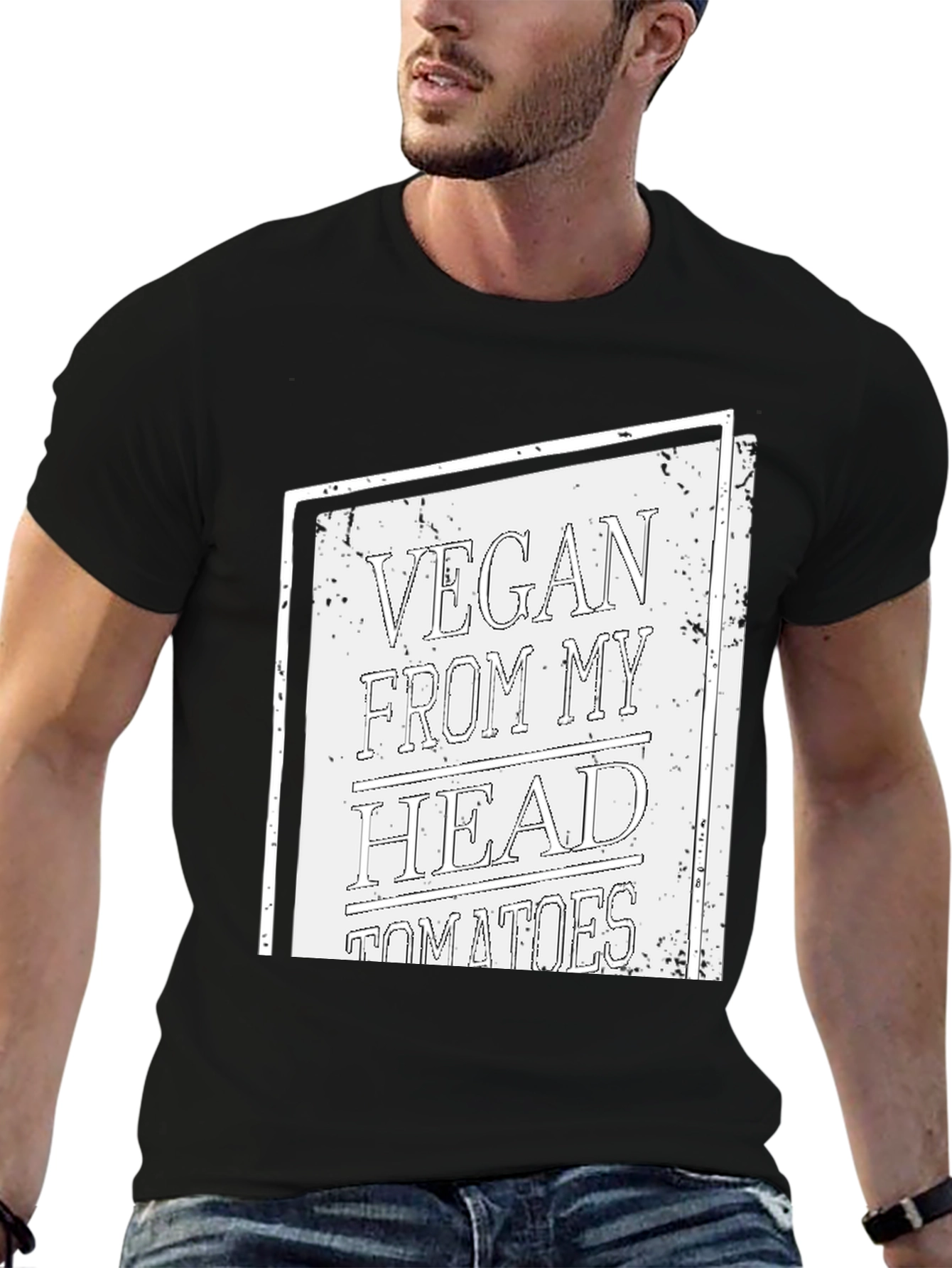 Vegan From My Head Tomatoes T-Shirt - Black