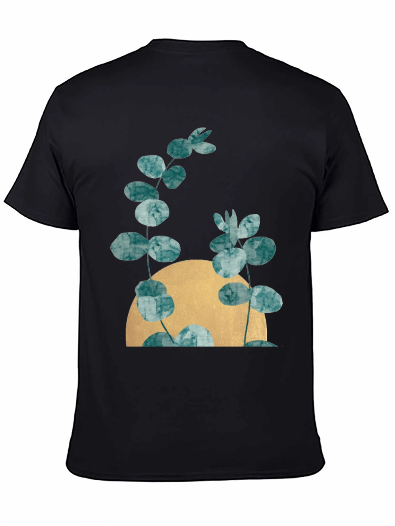 Botanical Moon Black T-Shirt - Modern Nature Tee