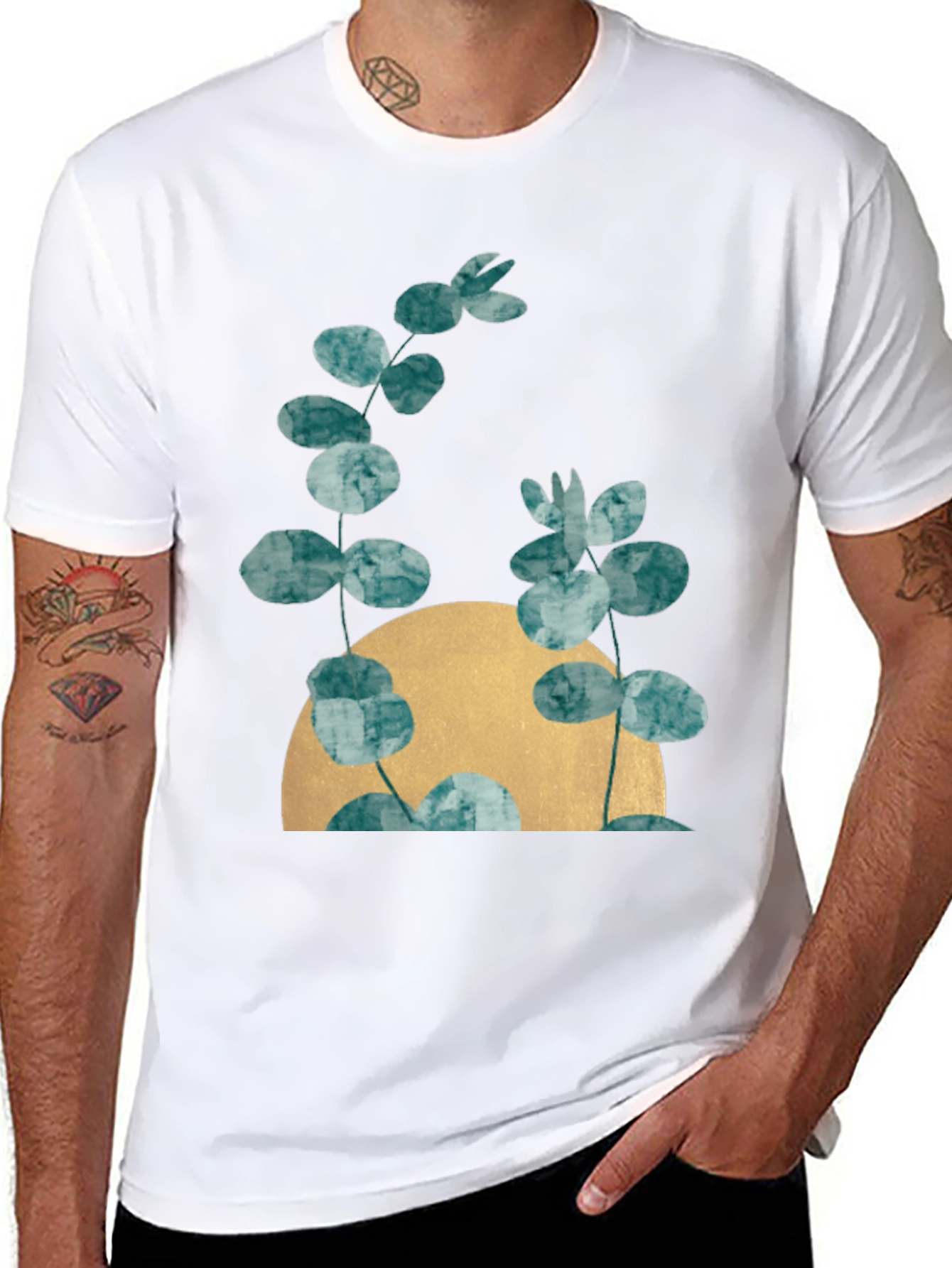 Botanical Moon Black T-Shirt - Modern Nature Tee