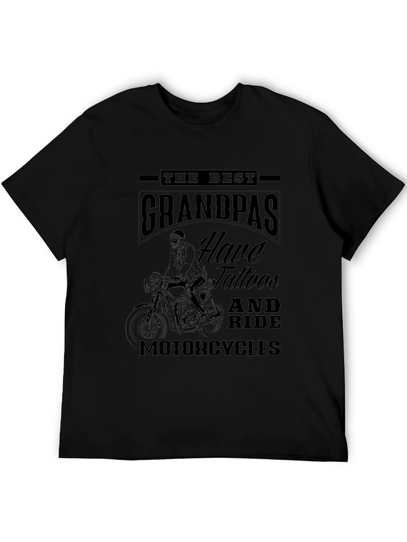 Tattooed Grandpa Motorcycle Graphic T-Shirt