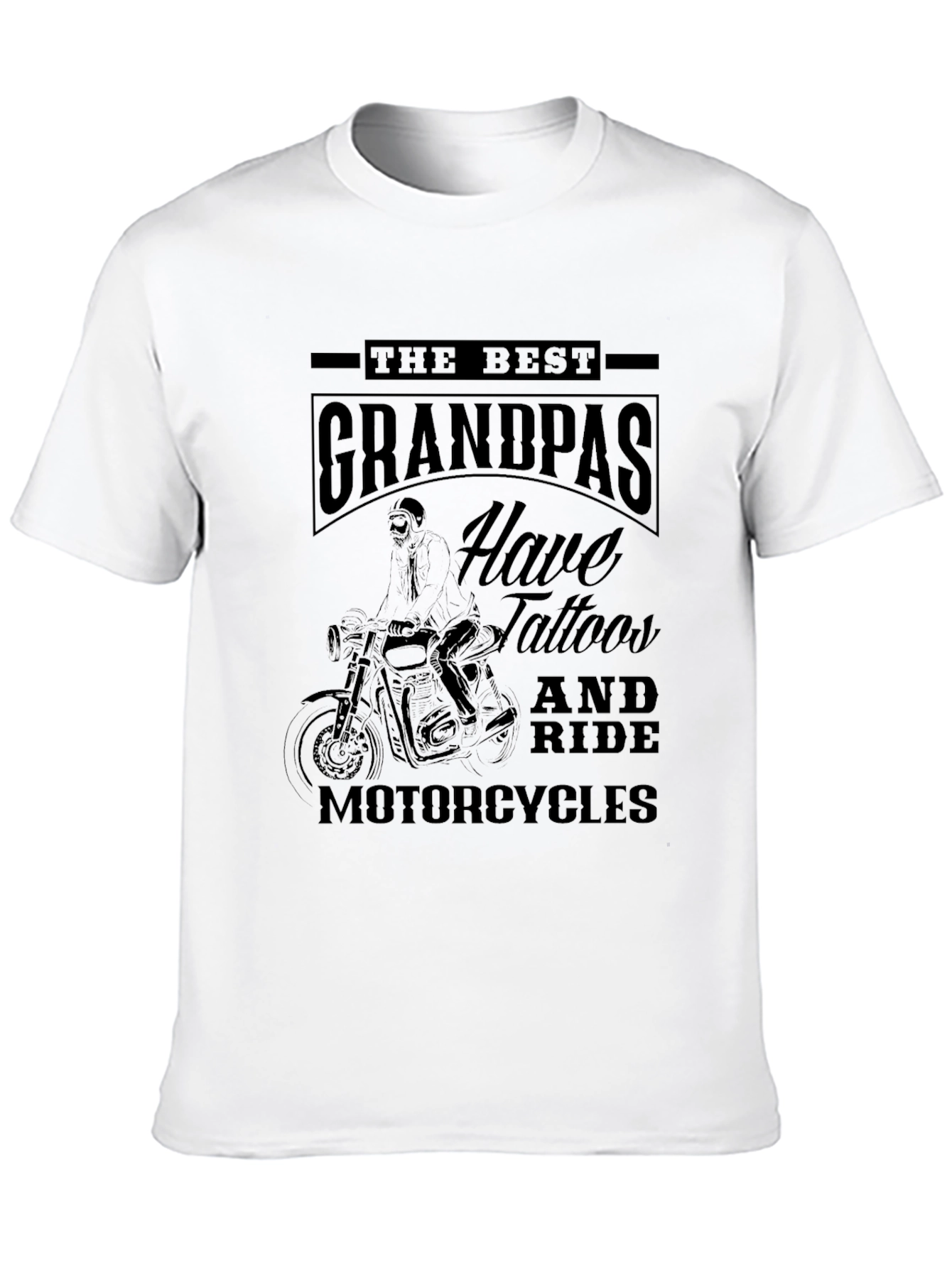 Tattooed Grandpa Motorcycle Graphic T-Shirt