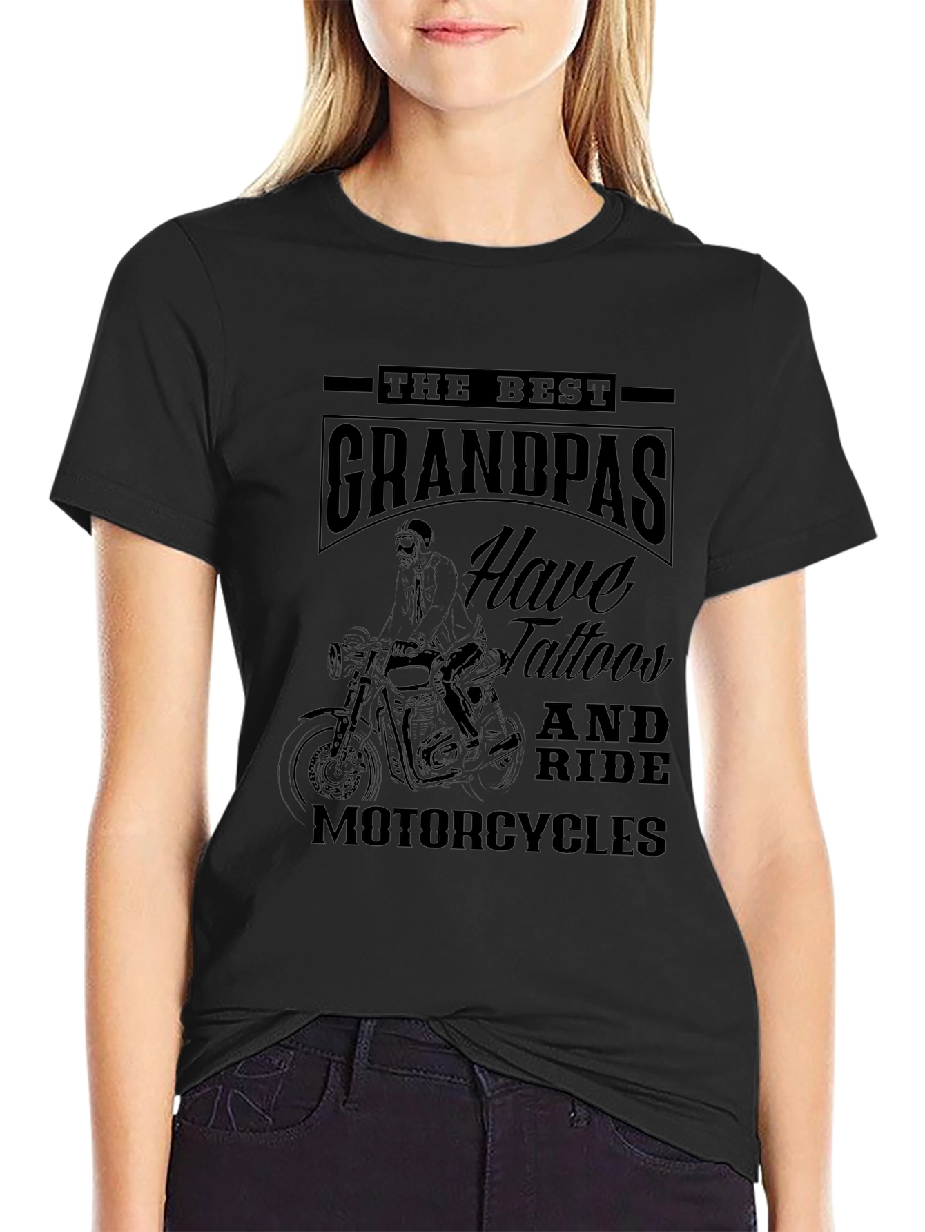 Tattooed Grandpa Motorcycle Graphic T-Shirt