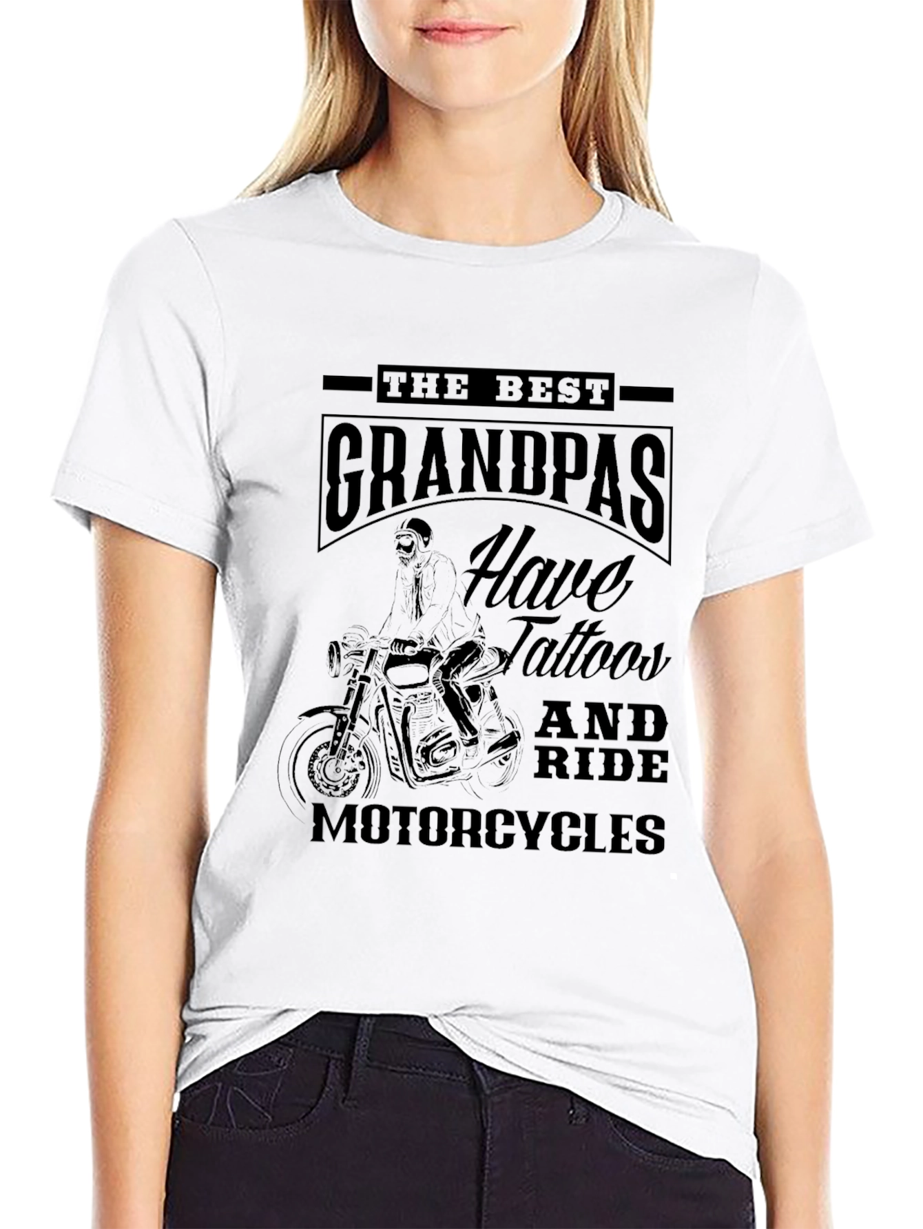 Tattooed Grandpa Motorcycle Graphic T-Shirt