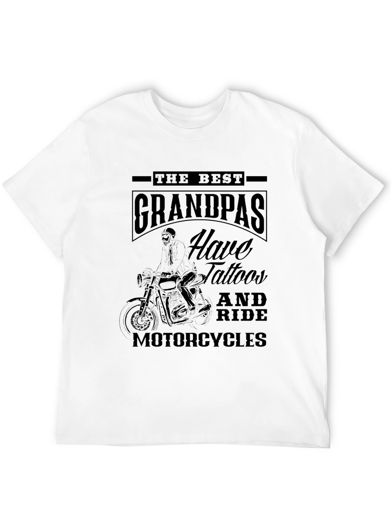 Tattooed Grandpa Motorcycle Graphic T-Shirt