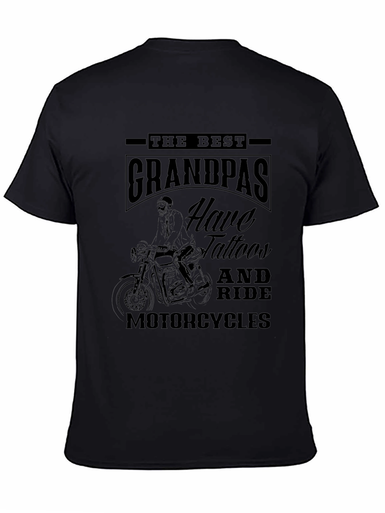 Tattooed Grandpa Motorcycle Graphic T-Shirt