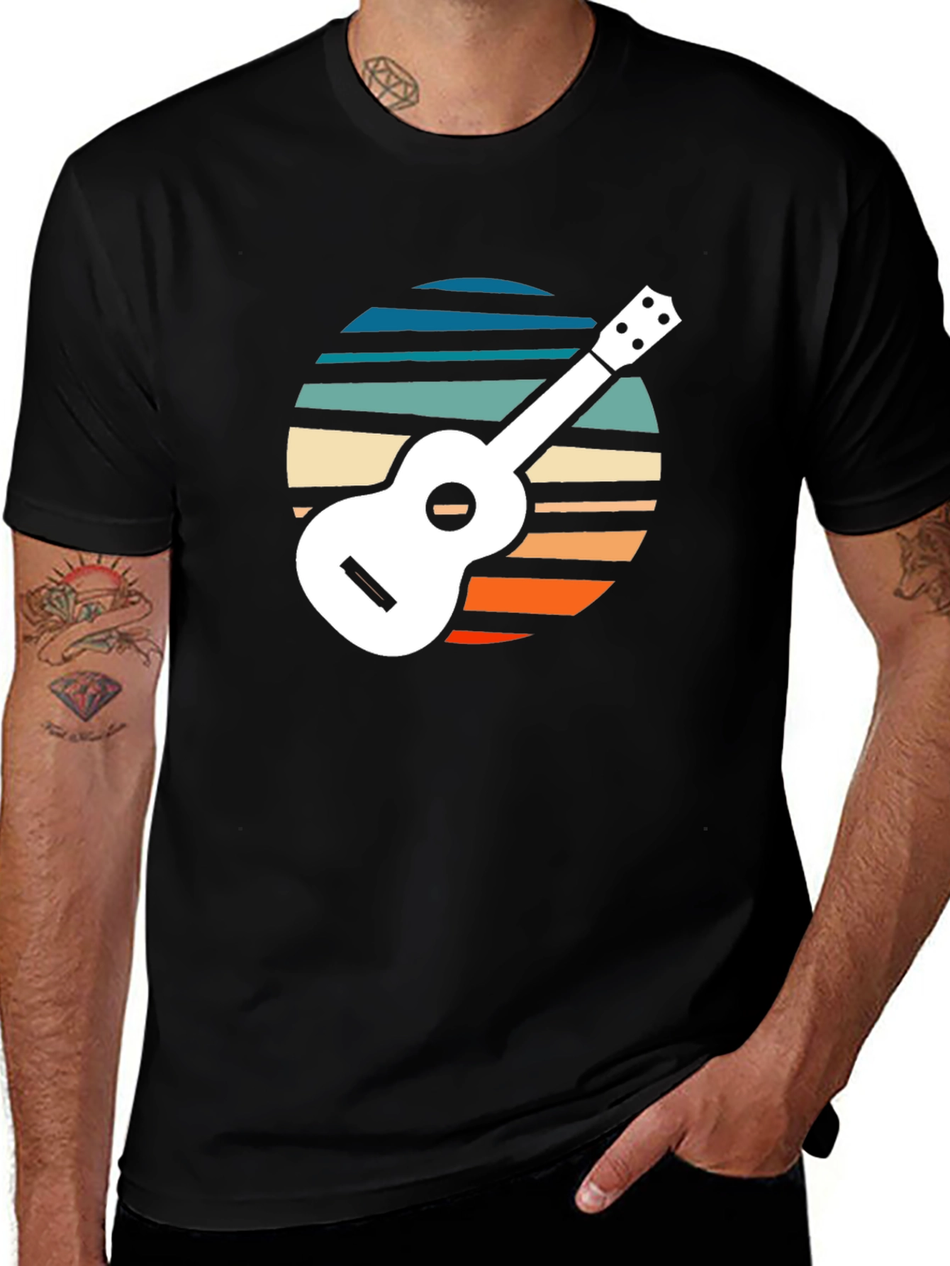 Retro Ukulele Sunset Graphic Tee