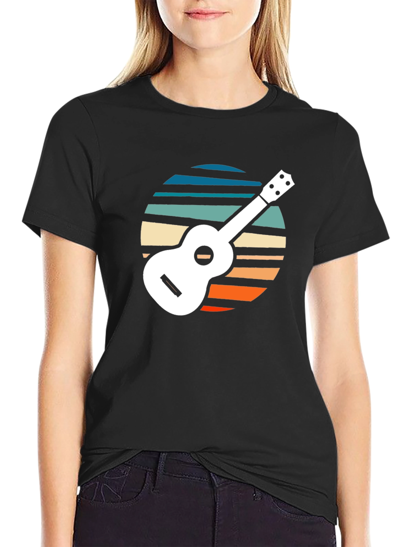 Retro Ukulele Sunset Graphic Tee