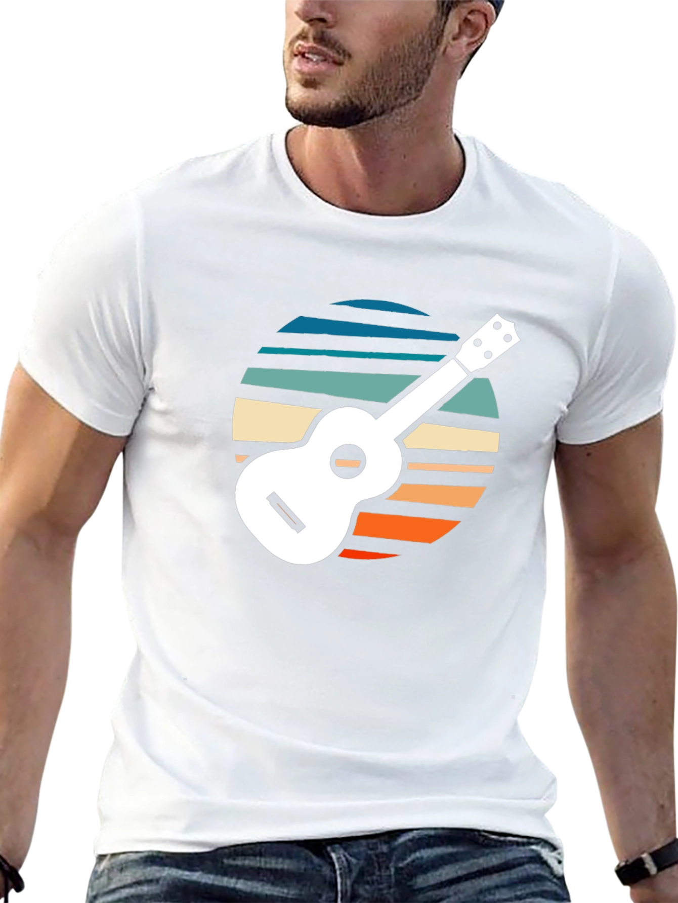 Retro Ukulele Sunset Graphic Tee
