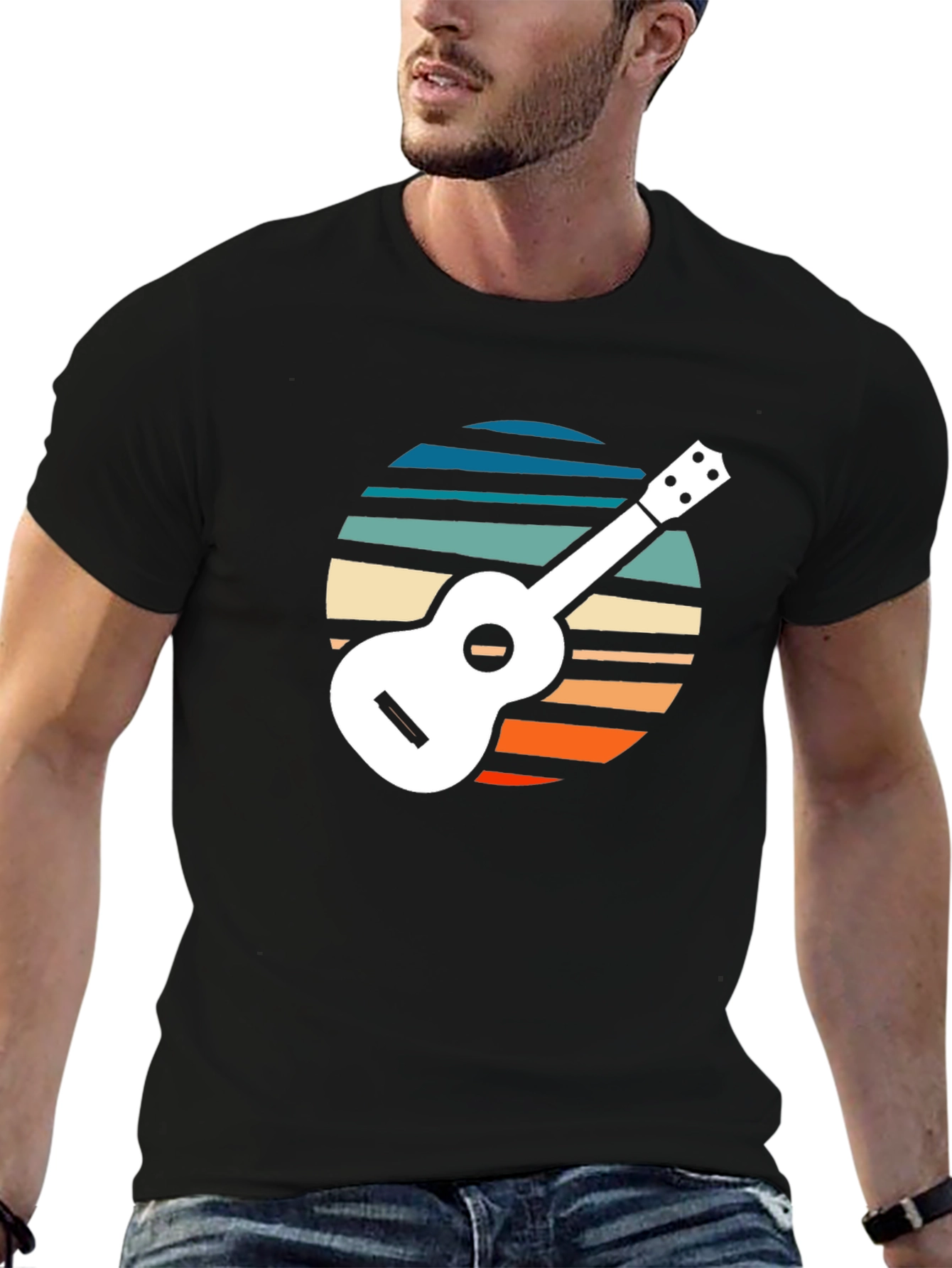 Retro Ukulele Sunset Graphic Tee