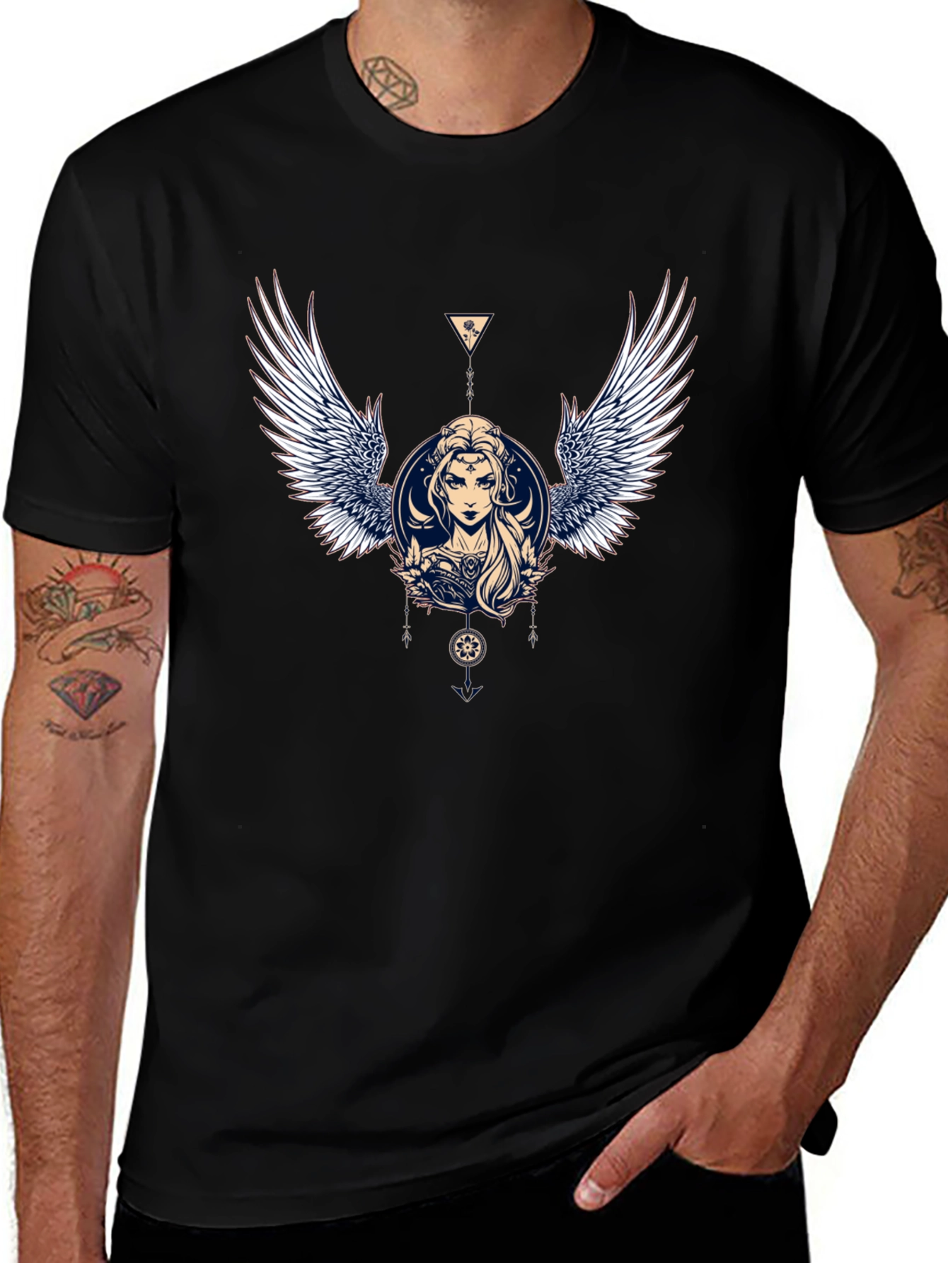 Winged Goddess Graphic Tee - Black